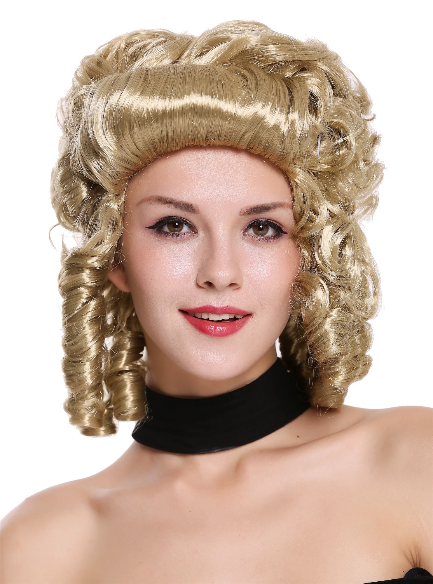 lockige Party Perücke Blond schulterlange Haare für Damen