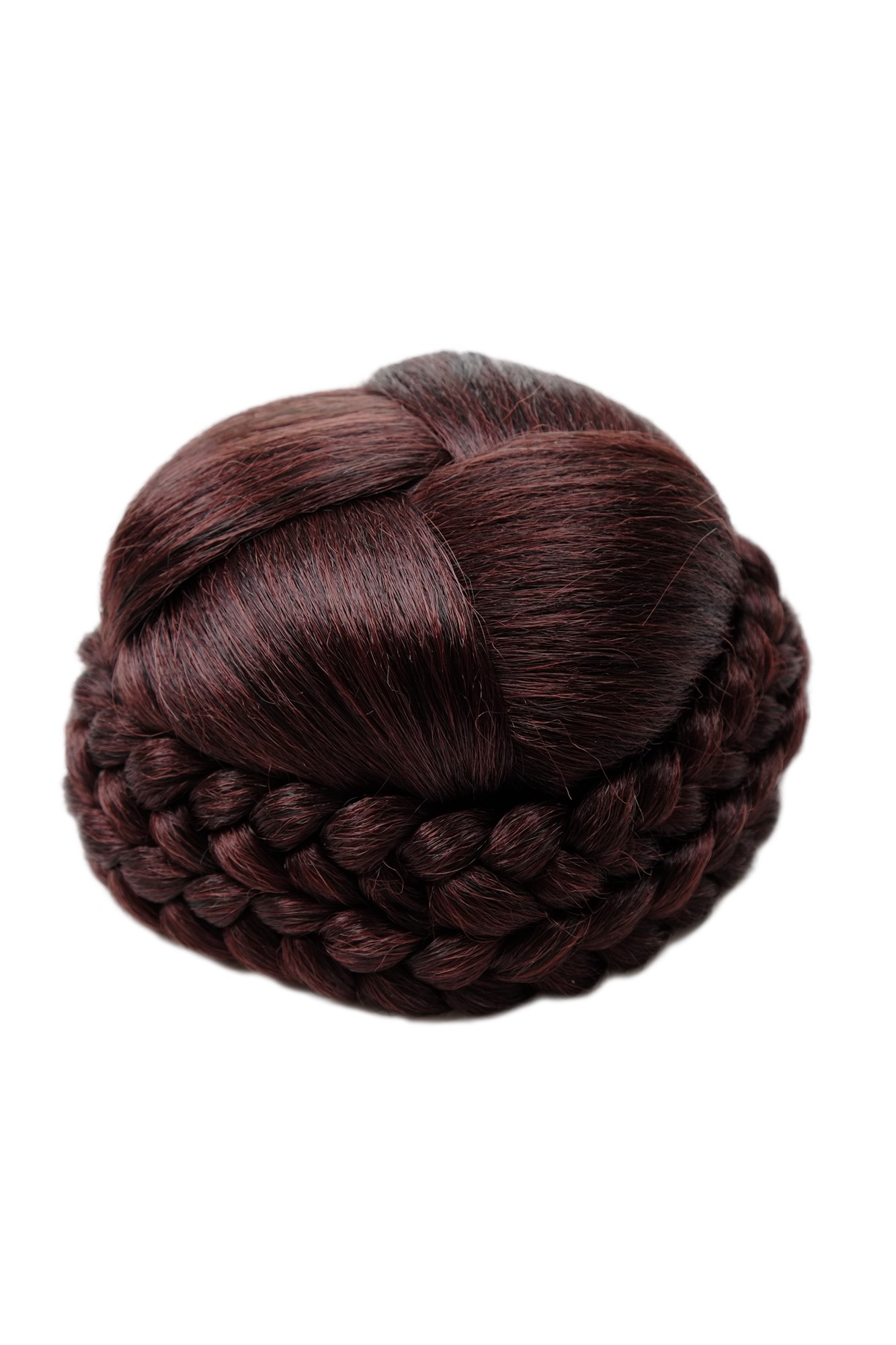 Haarknoten Dutt Schwarz Braun Gesträhnt N796-2+33/35M, Vorderansicht, WIG ME UP: Ihr Perücken Online Shop geflochtener Dutt Haarteil Schwarzbraun-Mahagonibraun-Kupferbraun-Mix
