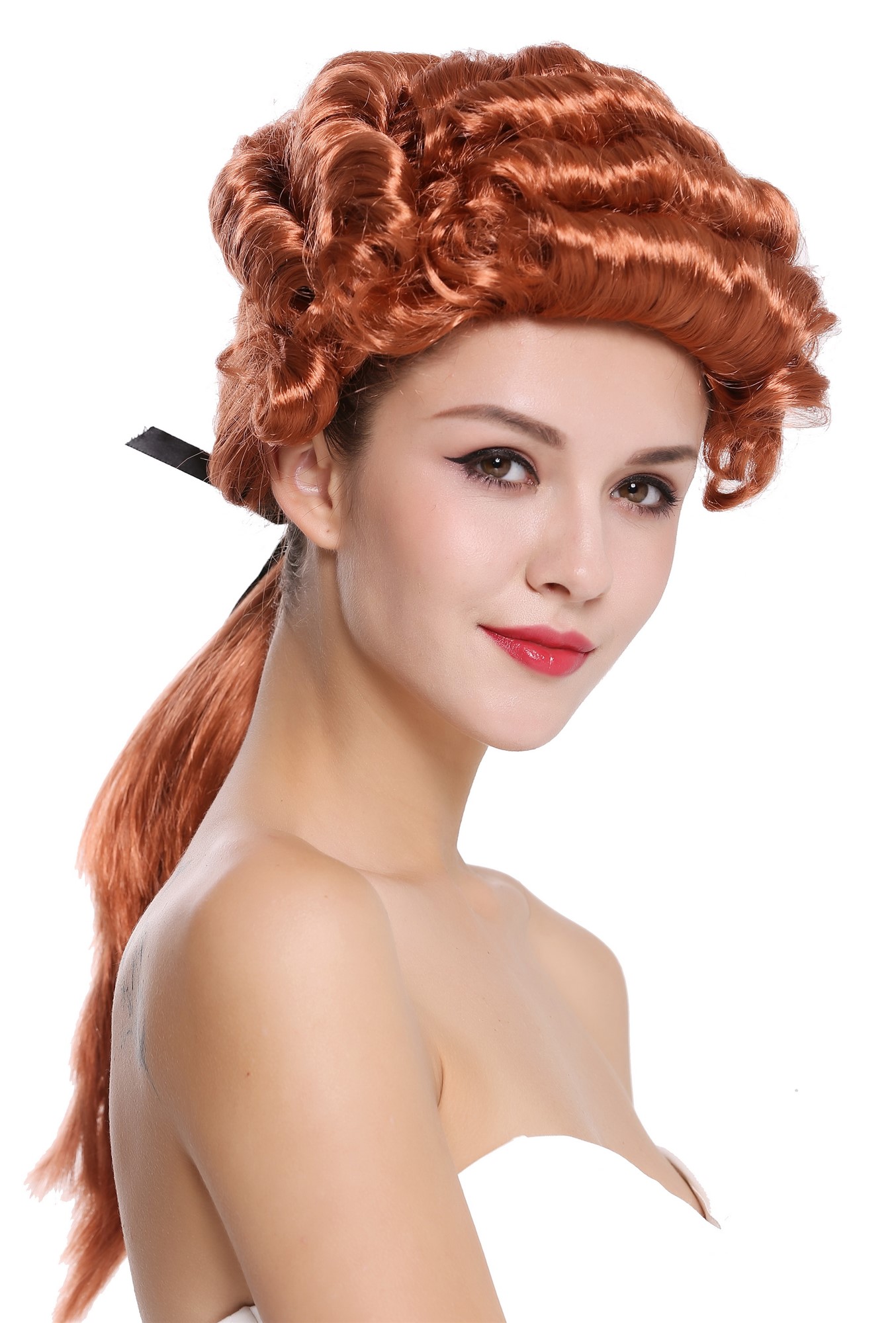 Party wig men baroque Lord Judge Poet Noble red curls ponytail  DH1126, view 2, WIG ME UP: Your Perücken Online Shop Party Wig, Men, Red, curled, shoulder-length