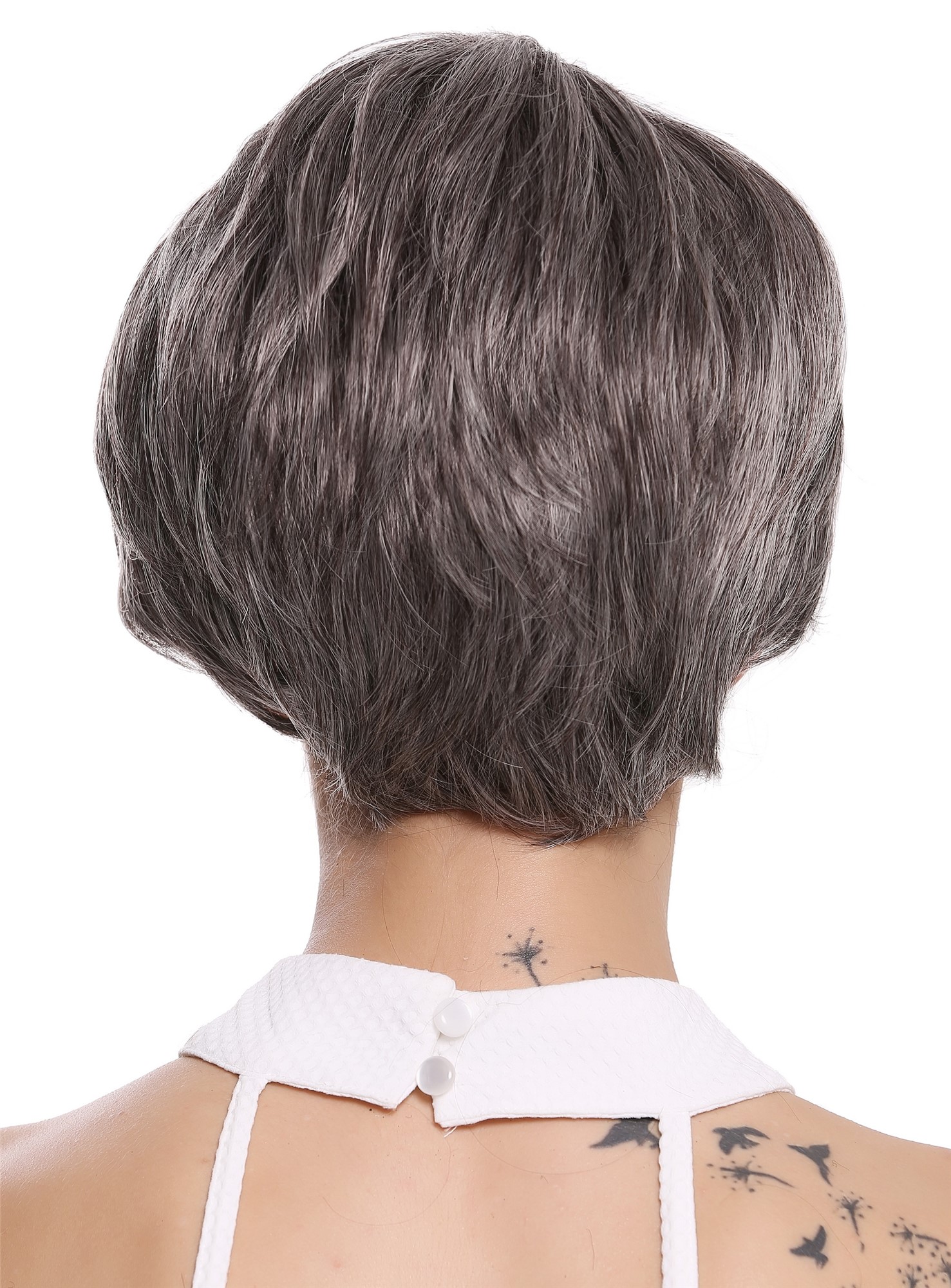 Quality Wigs, Ladies, dark brown-gray mix, straight, short