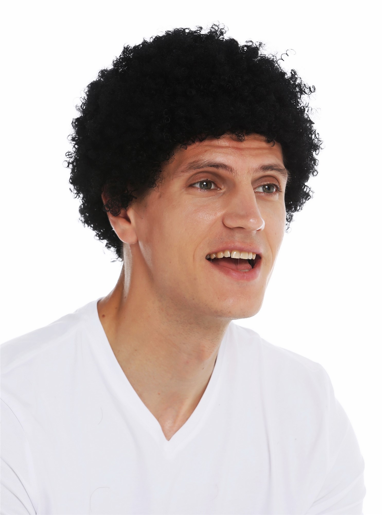 Wig Halloween carnival men women short afro frizzy curly black MMAM-9M, view 3, WIG ME UP: Your Perücken Online Shop Party Wig, Unisex, pitch black, curled, short