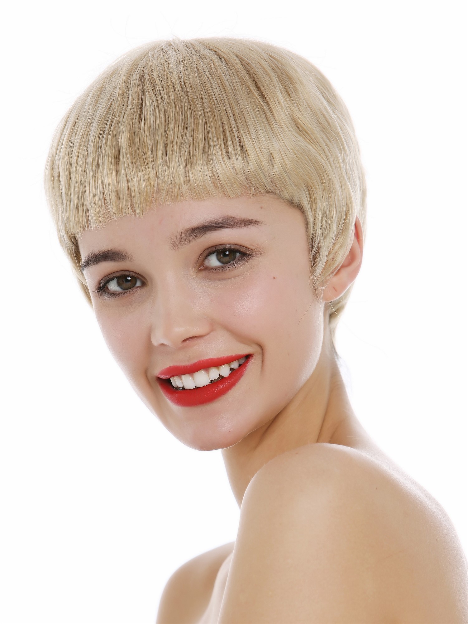 hochwertige Qualitätsperücken, Perücke kurz Pixie Cut Pony Blond Mix gesträhnt SA098-24BT613, Ansicht 4, WIG ME UP: Ihr Perücken Online Shop glatte Tressen-Perücke Hellblond kurze Haare für Damen