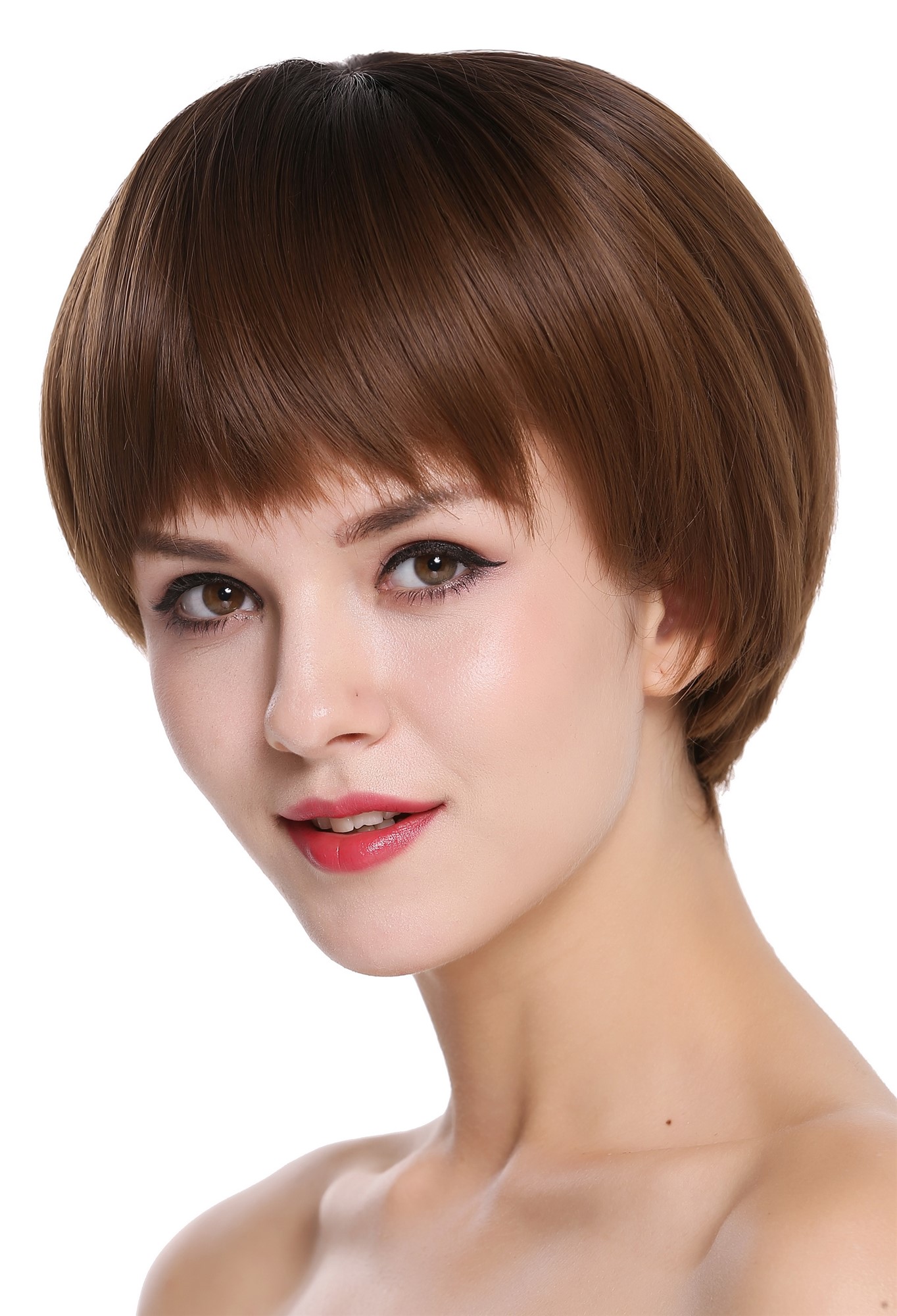 Women's wig short lady Page Bob style sleek fringe brown mix D3061R, view 3, WIG ME UP: Your Perücken Online Shop Quality Wigs, Ladies, golden brown-dark brown mix, straight, short