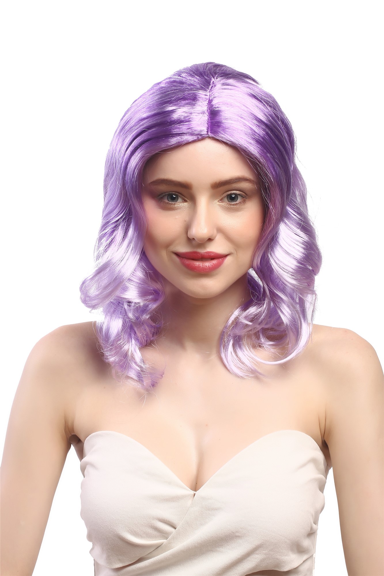 Lady Party Wig Halloween Fancy Dress Cosplay fantasy Fairy wavy middle parting light purple mix, view 2, WIG ME UP: Your Perücken Online Shop Party Wig, Ladies, Purple, wavy, shoulder-length