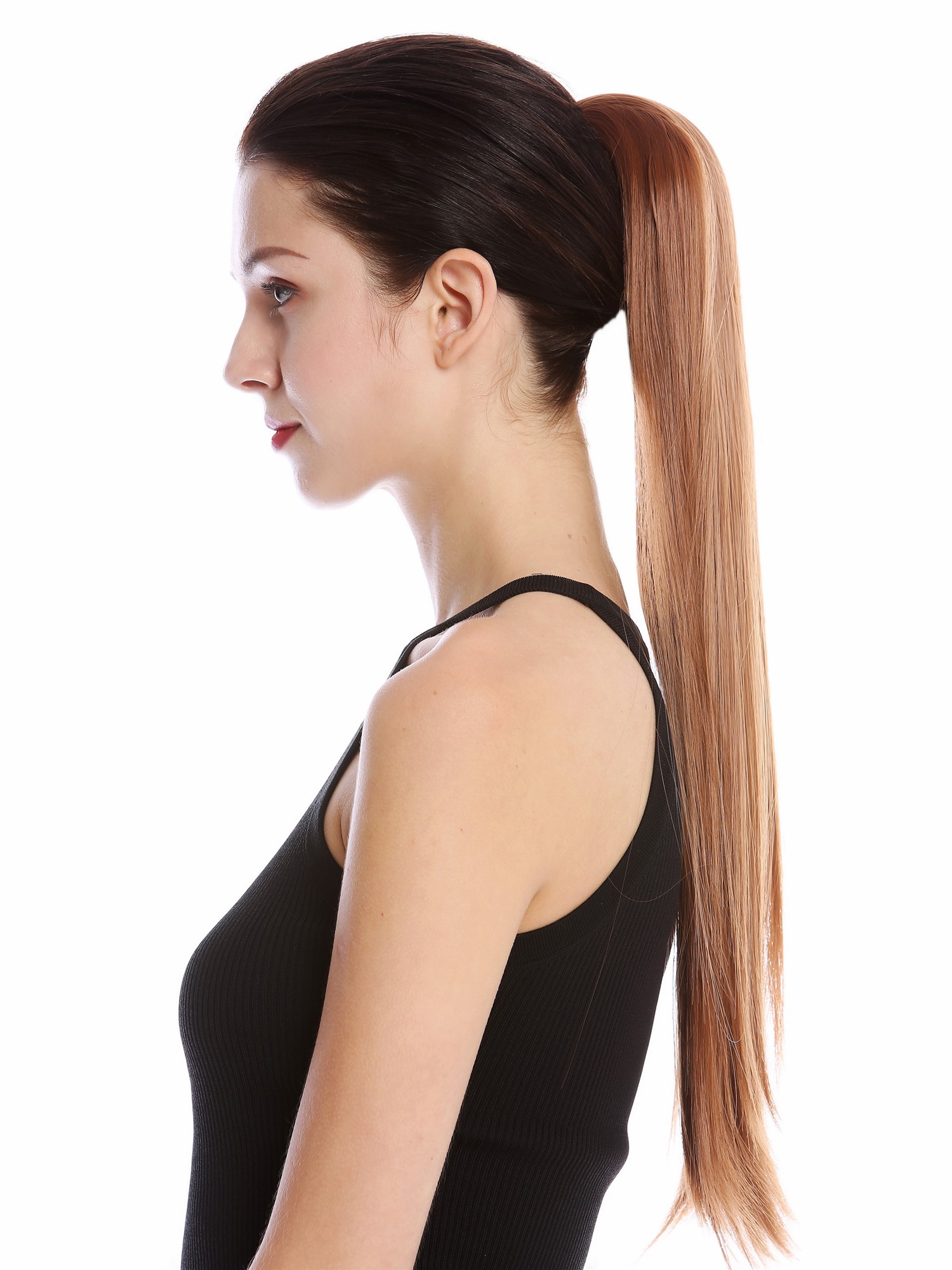 Ponytail Hairpiece comb ribbon wrap-around long straight copper brown YZF-1094S, view 3, WIG ME UP: Your Perücken Online Shop Ponytails, copper brown, straight, long