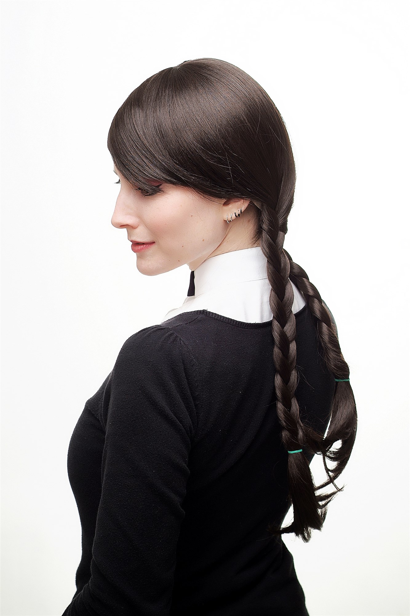 hochwertige Qualitätsperücken, Damen Perücke geflochtene Zöpfe Schulmädchen-Look Zöpfe Modell: 3446, Ansicht 3, WIG ME UP: Ihr Perücken Online Shop geflochtene Tressen-Perücke mit Kopfhaut-Imitat Braun lange Haare für Damen