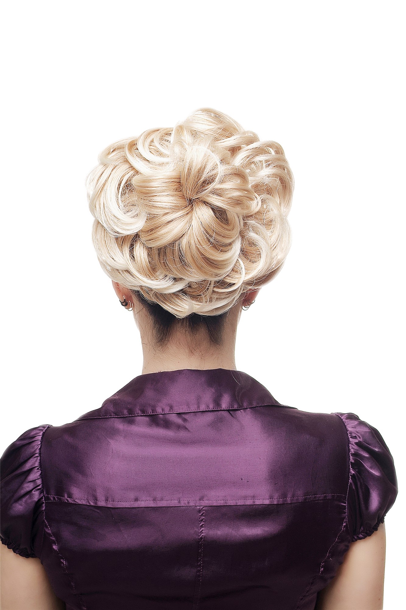 Haarteil Dutt Haarrose Buschig Blond Q840-27T613A, Vorderansicht, WIG ME UP: Ihr Perücken Online Shop lockiger Dutt Haarteil Blond-Mix