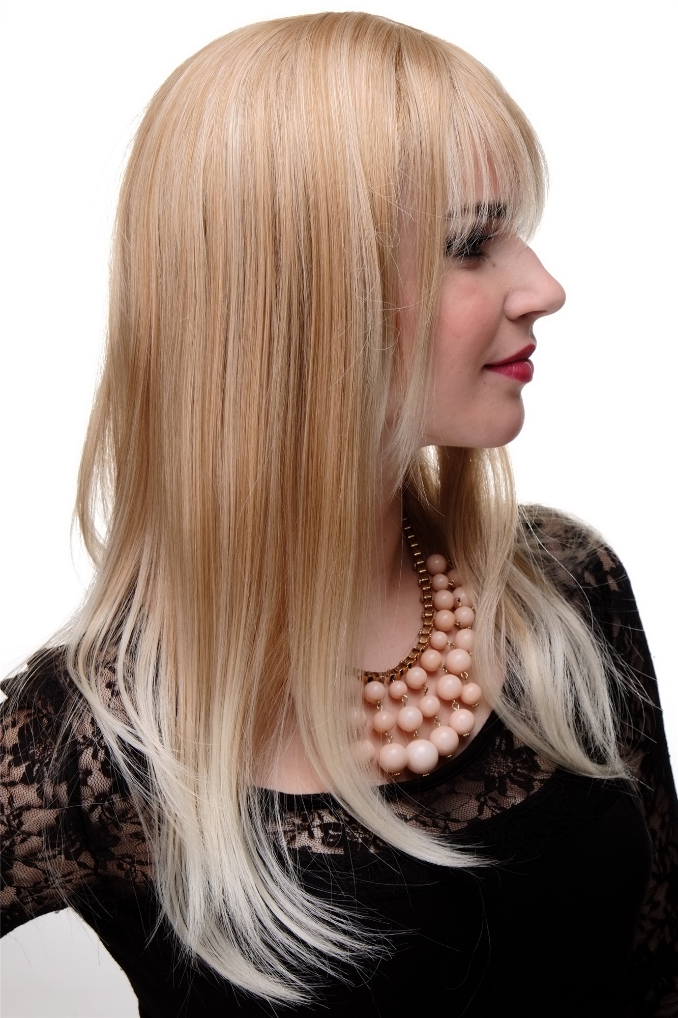 hochwertige Qualitätsperücken, Bezaubernde glatte Frauen-Perücke natürlicher Blond-Mix 3280-27T613, Ansicht 3, WIG ME UP: Ihr Perücken Online Shop glatte Tressen-Perücke mit Kopfhaut-Imitat Erdbeerblond-Platinblond-Mix lange Haare für Damen