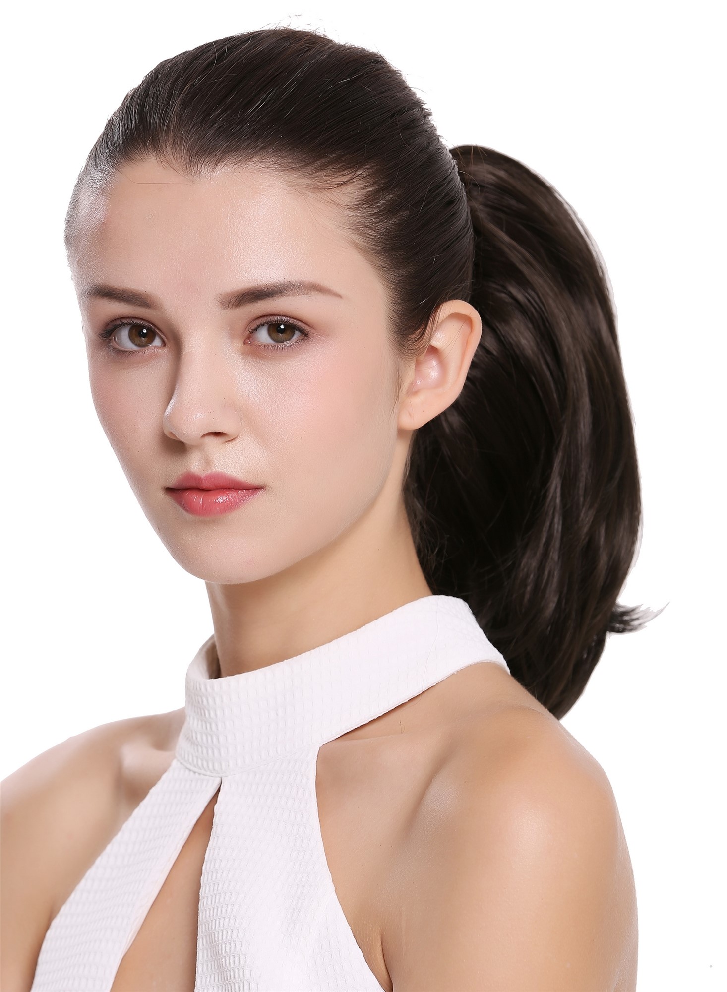 Ponytail Hairpiece Extensions short straight voluminous medium brown 15-09, view 3, WIG ME UP: Your Perücken Online Shop Ponytails, dark brown, straight, short