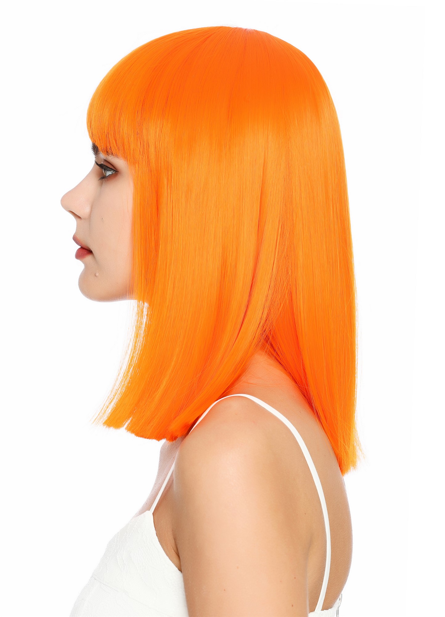 Damenperücke schulterlang blunt glatt breiter Pony Disco Orange SZL1498-DHT2202