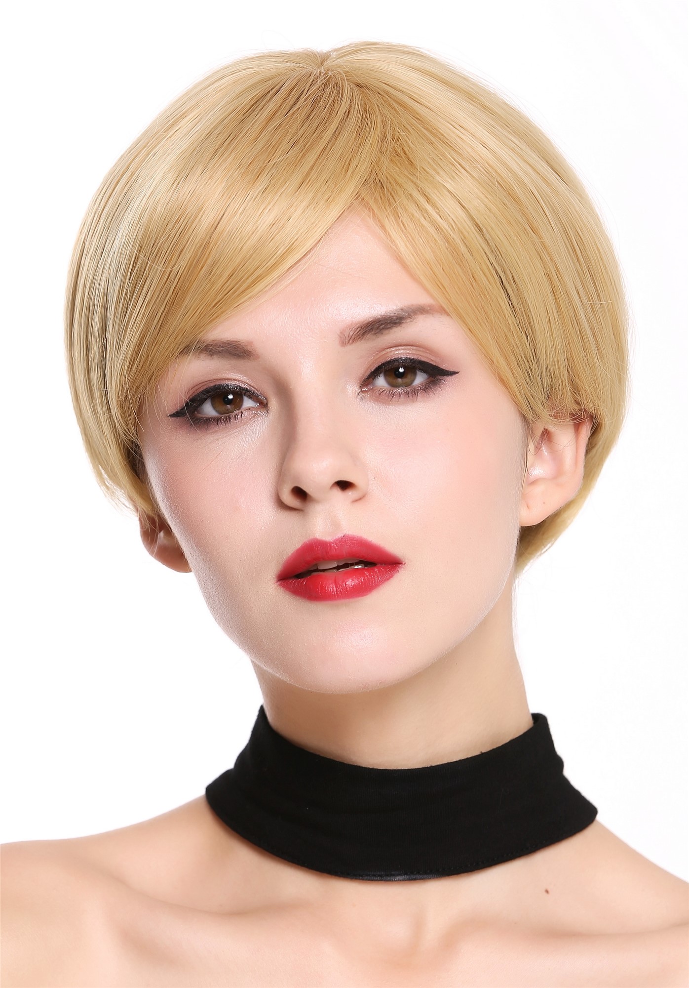 hochwertige Qualitätsperücken, Perücke kurz gescheitelt Blond Karamellblond Mix Z2003-8627, Ansicht 2, WIG ME UP: Ihr Perücken Online Shop glatte Tressen-Perücke mit Kopfhaut-Imitat Karamelblond-Rotblond-Mix kurze Haare für Damen