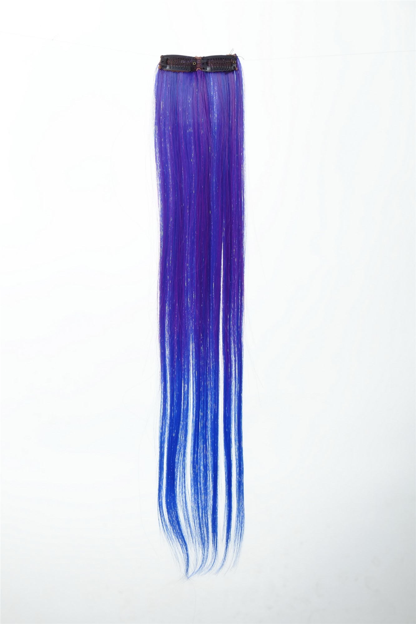 glatte Extensions Blauviolett-Neonblau-Mix 45 cm lang