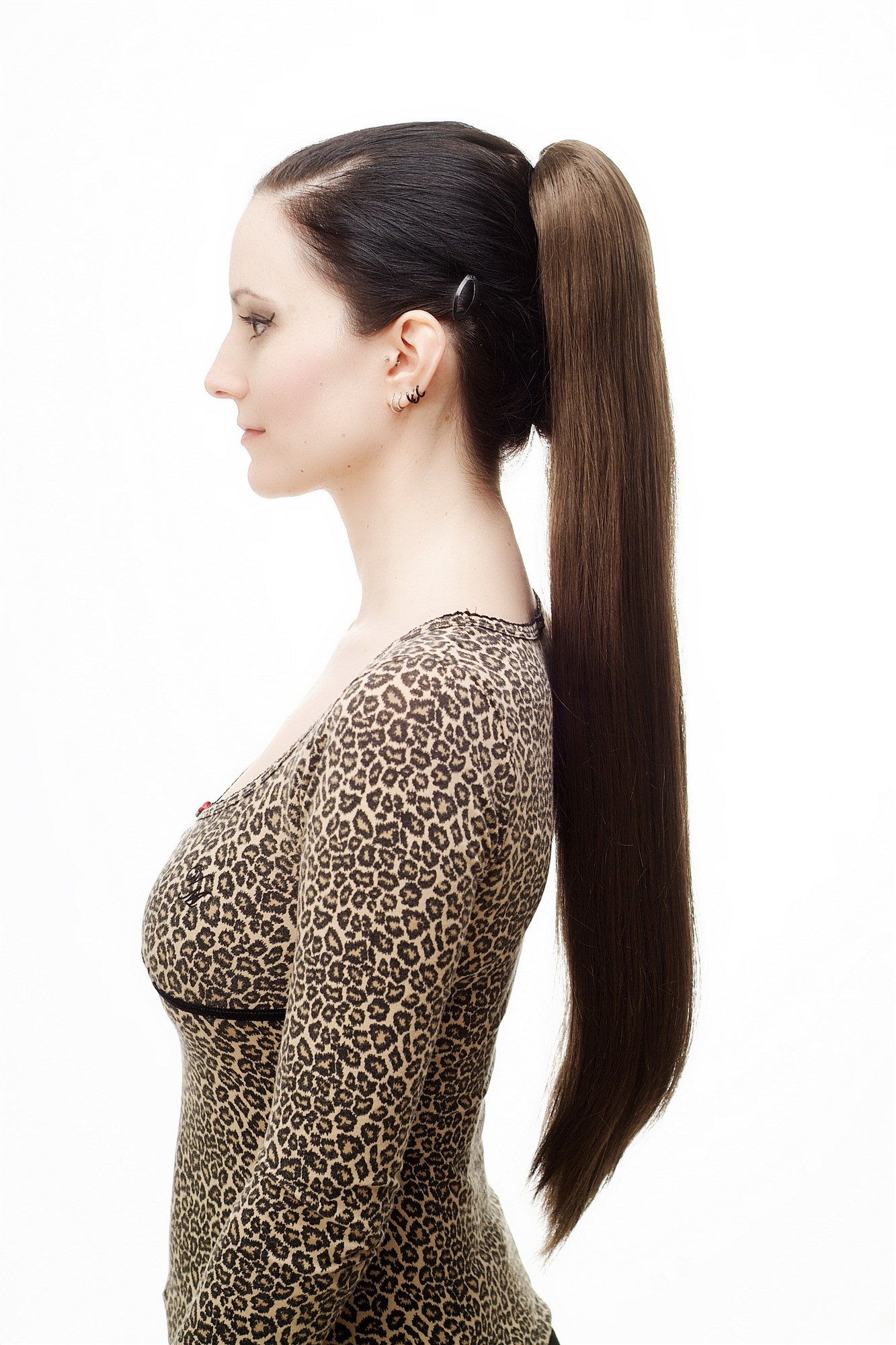 Hairpiece PONYTAIL with Claw Clamp/Clip extremely long straight & smooth medium brown T113-8 70 cm, view 2, WIG ME UP: Your Perücken Online Shop Ponytails, Brown, straight, long