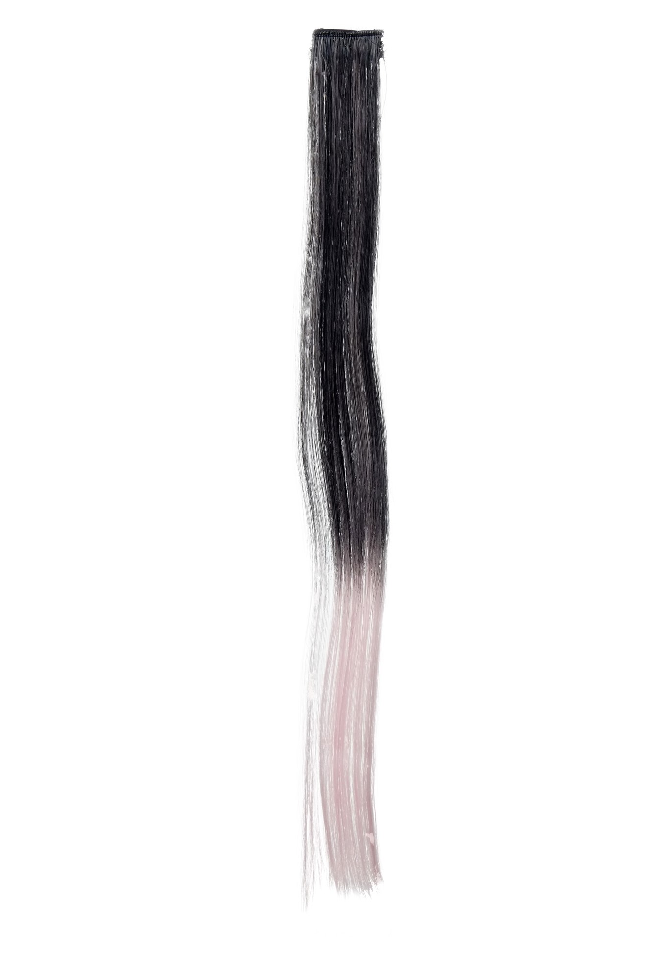 1 Clip-In Extension Strähne glatt 45 cm Ombre Schwarz Rosa YZF-P1S18P-1BT2333, Vorderansicht, WIG ME UP: Ihr Perücken Online Shop glatte Extensions Samtschwarz-Hellrosa-Mix 45 cm lang