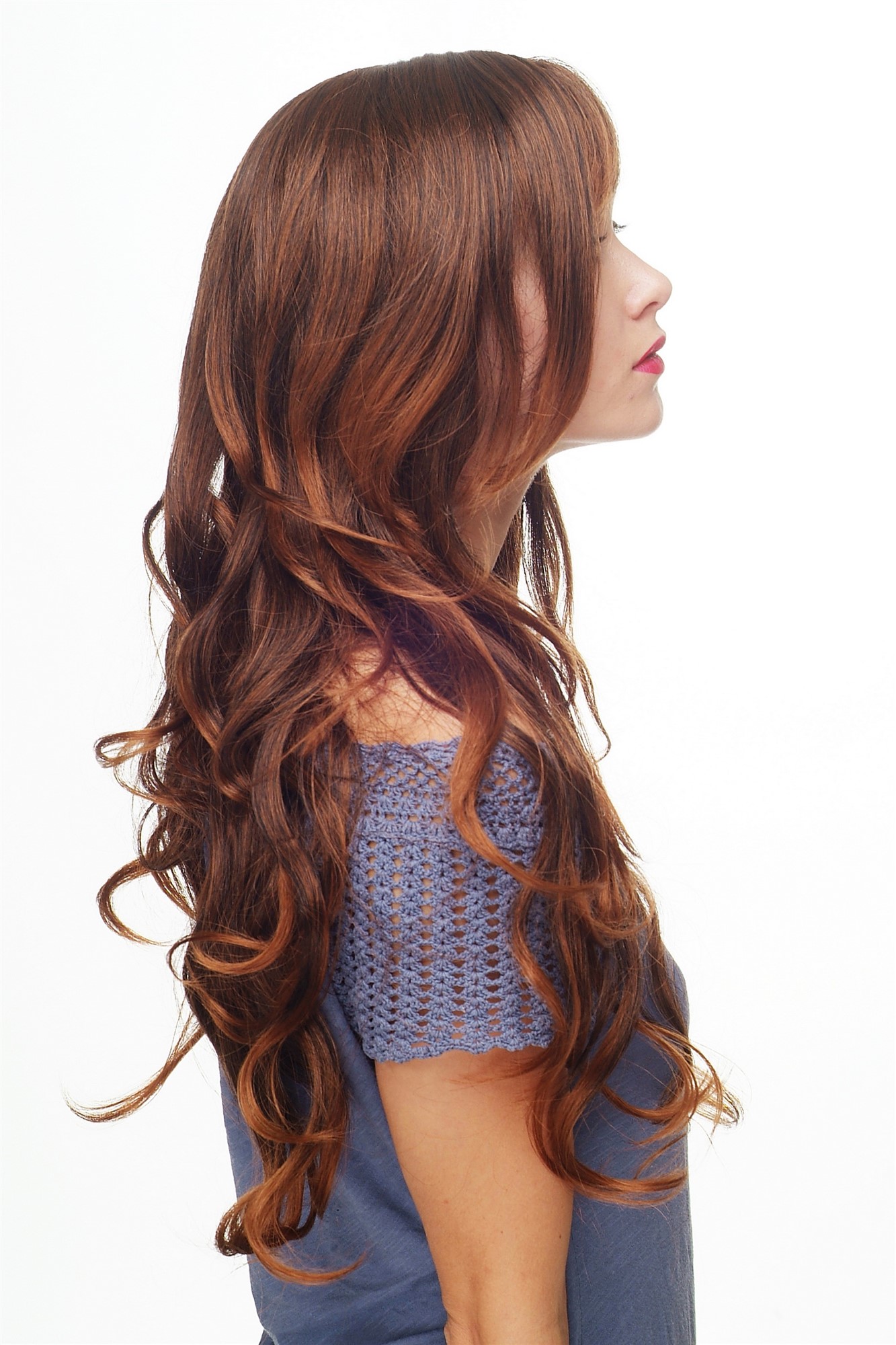 hochwertige Qualitätsperücken, Perücke lang wallendes Haar wellig leicht lockig natürlicher Braun-Mix 9204S-2T30, Ansicht 3, WIG ME UP: Ihr Perücken Online Shop lockige Tressen-Perücke mit Kopfhaut-Imitat Schwarzbraun-Kupferbraun lange Haare für Damen