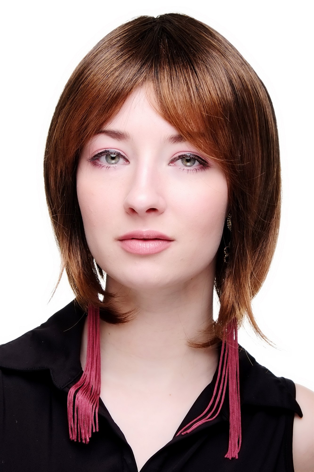 hochwertige Qualitätsperücken, Damen Perücke Bob natürlicher Braun-Mix 49023-2T30, Vorderansicht, WIG ME UP: Ihr Perücken Online Shop glatte Tressen-Perücke mit Kopfhaut-Imitat Braun kurze Haare für Damen