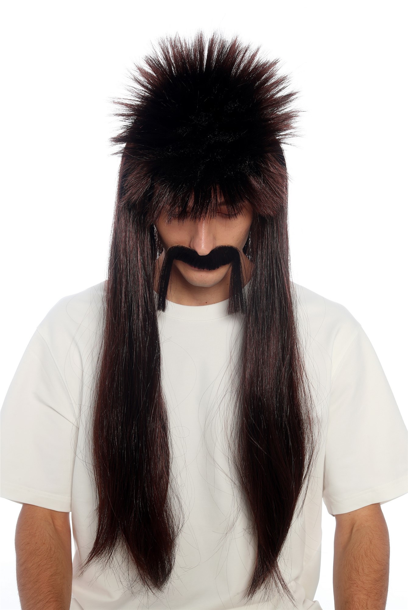 glatte Party-Perücke Kastanienbraun-Schwarz-Mix 70 cm lange Perücke für Herren