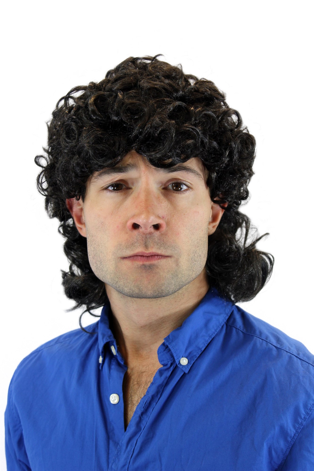 Party Wig, Men, Black, curled, shoulder-length