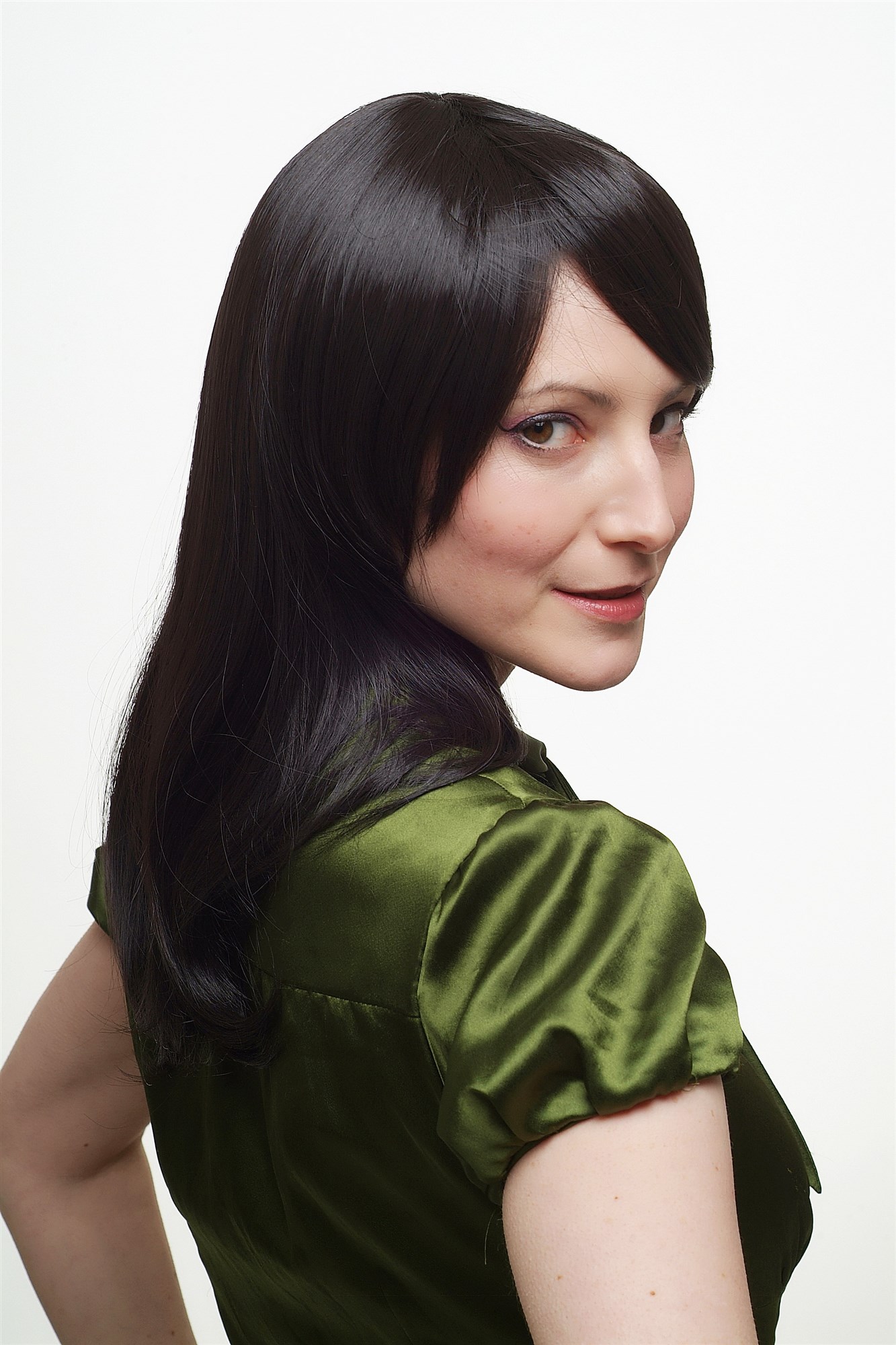 Quality Wigs, Ladies, black-brown, straight, shoulder-length
