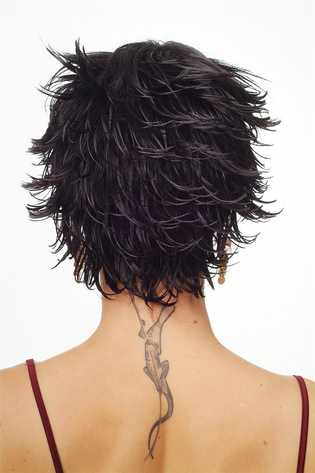 hochwertige Qualitätsperücken, Damenperücke Kurzhaar Schwarz Wet Look Modell: DW140, Ansicht 4, WIG ME UP: Ihr Perücken Online Shop wellige Tressen-Perücke Schwarzbraun kurze Haare für Damen