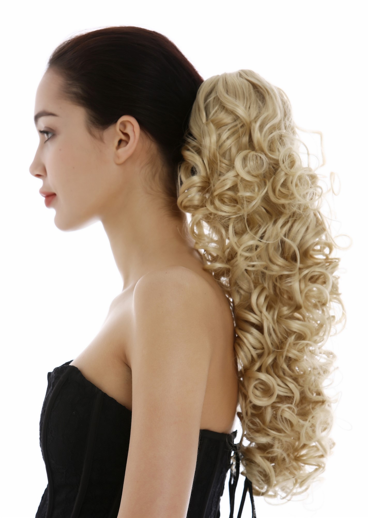 Hairpiece Halfwig 5 Clip Extension wide long curled curls light blond YZF-3180, view 3, WIG ME UP: Your Perücken Online Shop Ponytails, golden blonde, curled, long