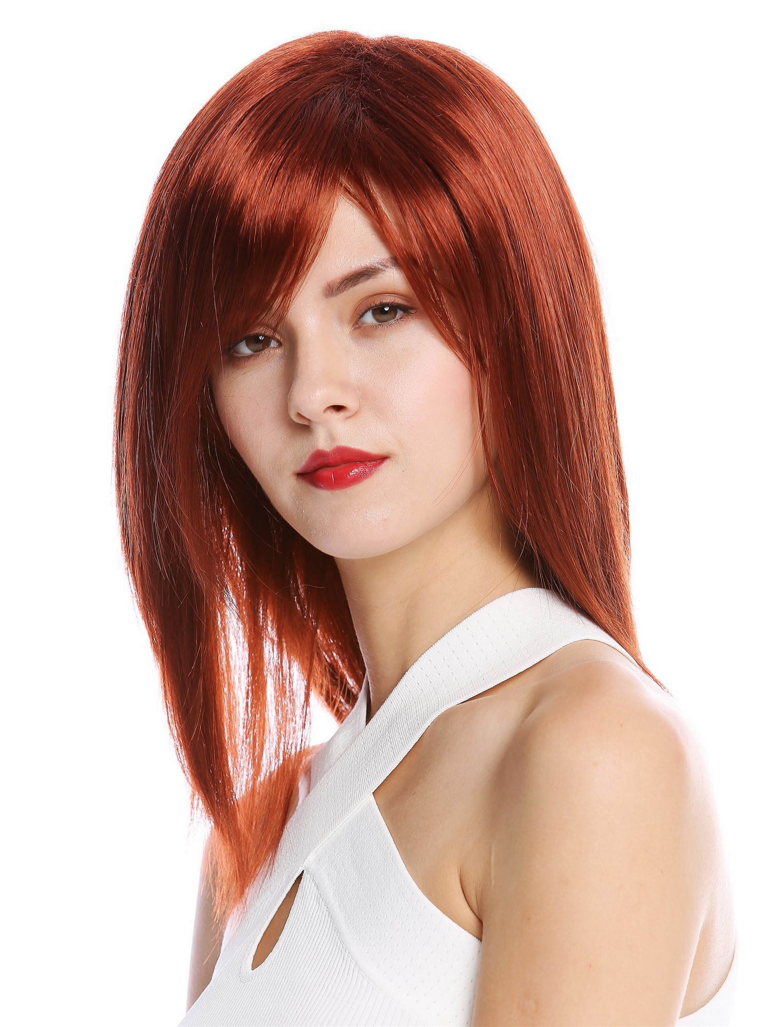 Lady Wig women shoulder-length fringe parting straight red copper GFW2472, view 3, WIG ME UP: Your Perücken Online Shop Quality Wigs, Ladies, Red, straight, shoulder-length