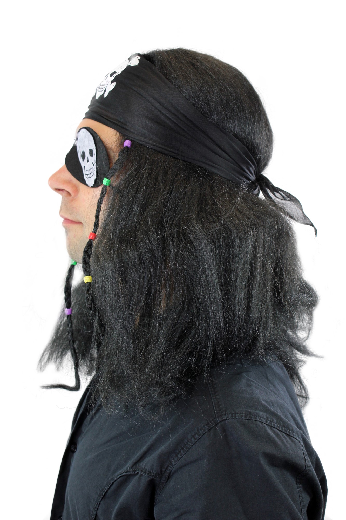 Party Wig, Men, Black, Braided, long