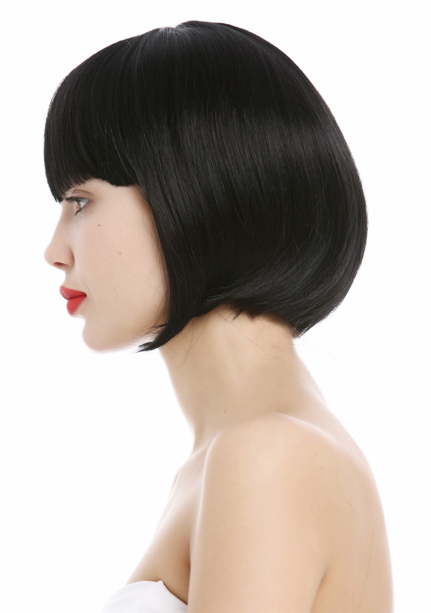 Short Lady women Wig classy classic Bob style straight bangs sleek black VK-4, view 3, WIG ME UP: Your Perücken Online Shop Quality Wigs, Ladies, velvet black, straight, short