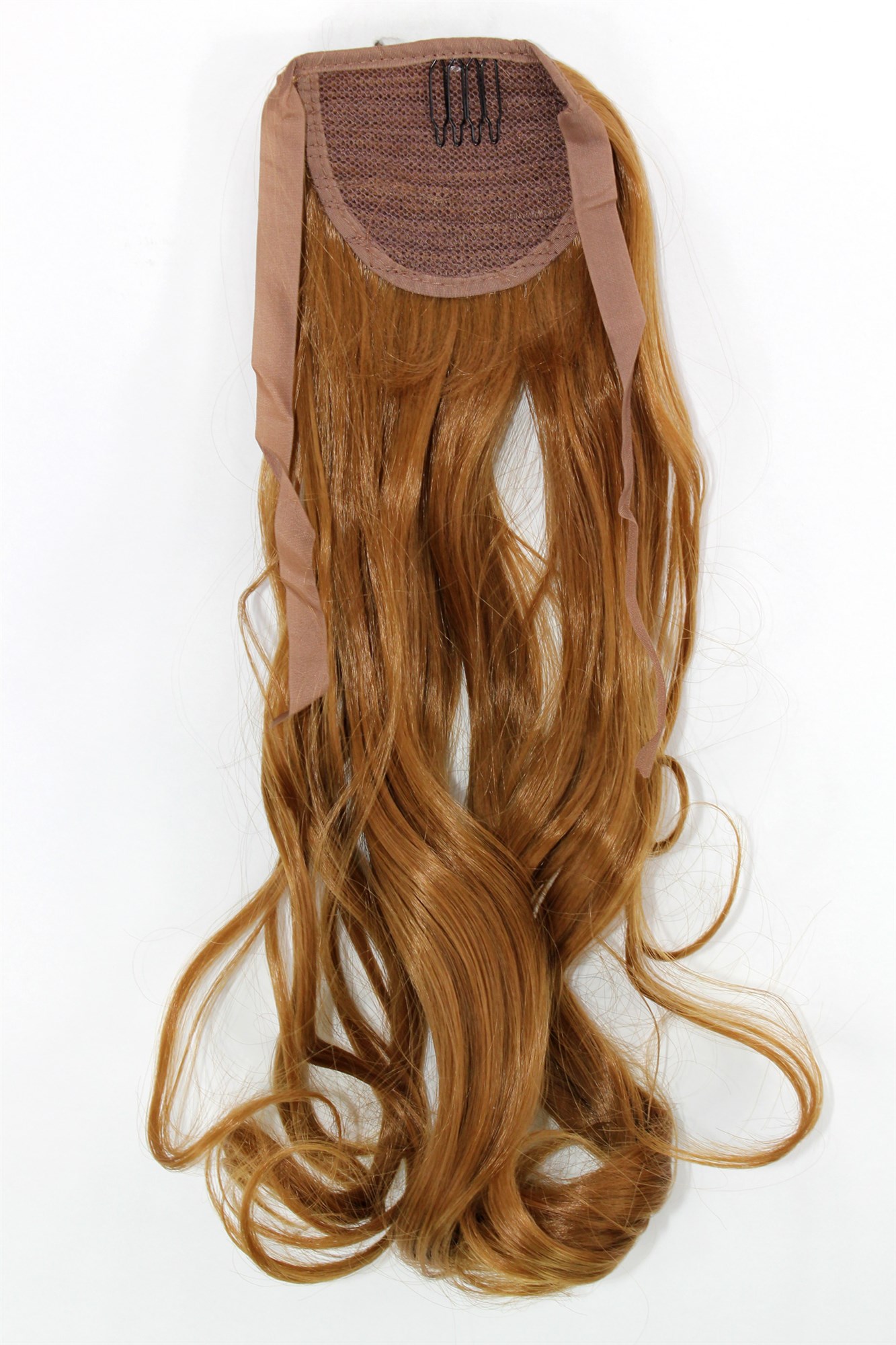 YZF-TC18-27 Hairpiece Pontail Pigtail extension slim light wavy comb and ribbon strawberry blond 18", view 2, WIG ME UP: Your Perücken Online Shop Ponytails, copper blonde, wavy, shoulder-length