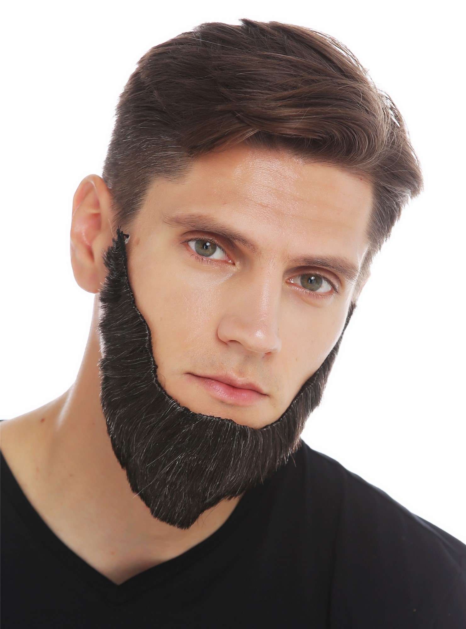 günstige Party Perücke, Bart Vollbart selbstklebend dunkelbraun meliert 70714-FR2M-613, Ansicht 3, WIG ME UP: Ihr Perücken Online Shop glatte Party Perücke Dunkelbraun-Platinblond-Mix kurze Haare für Herren