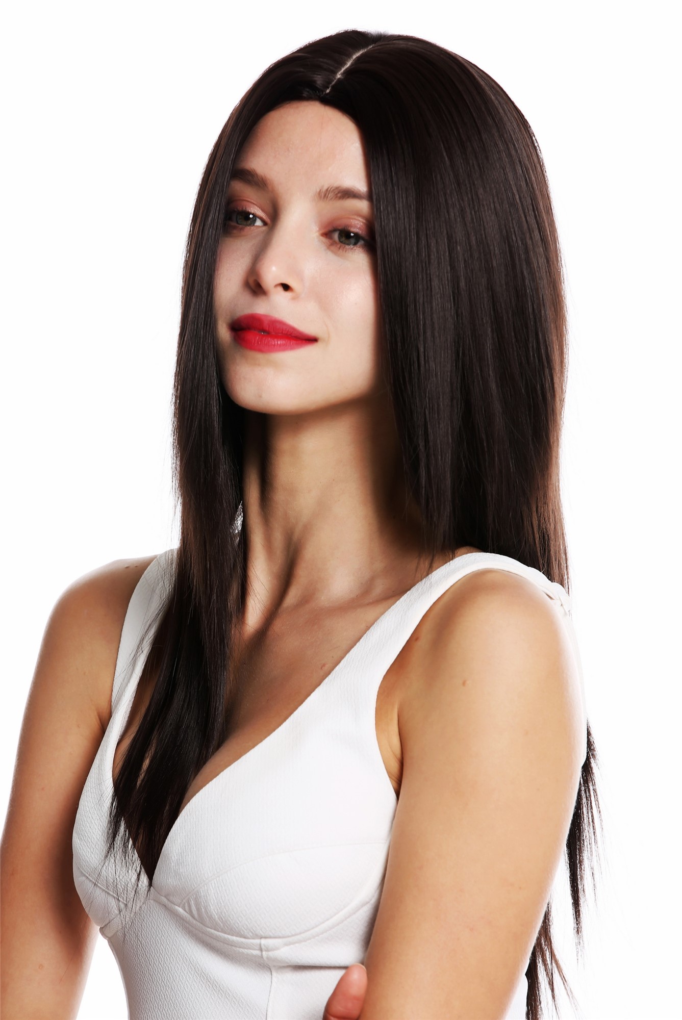 Women's wig lady wig long sleek layered middle parting dark brown VK-34, view 3, WIG ME UP: Your Perücken Online Shop Quality Wigs, Ladies, dark brown, straight, long