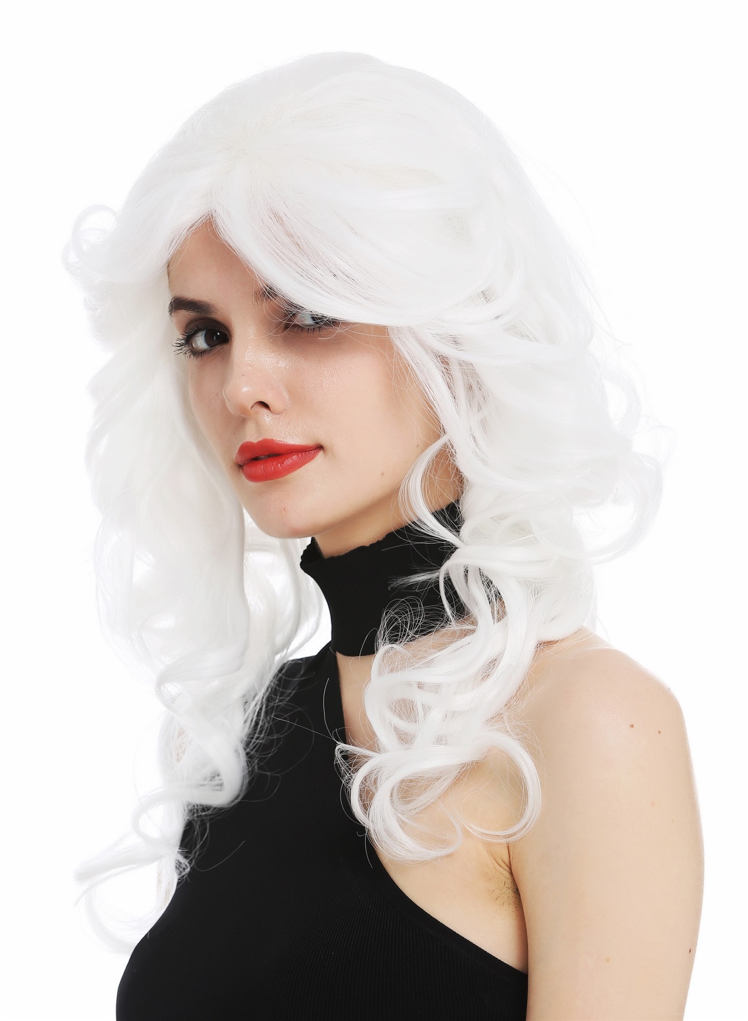 Lady wig long wavy voluminous backcombed 80's diva drag white WL-3010, view 3, WIG ME UP: Your Perücken Online Shop Quality Wigs, Ladies, blossom white, curled, long