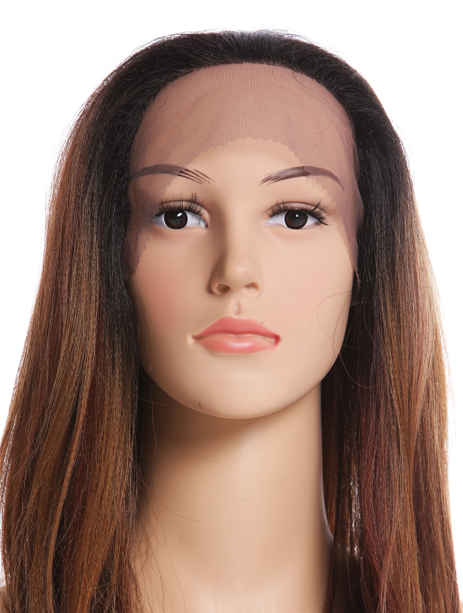 hochwertige Qualitätsperücken, Perücke Lace-Front lang glatt voluminös Ombre Braun Kupferbraun RGF-5544-LF-OP27, Ansicht 5, WIG ME UP: Ihr Perücken Online Shop glatte Tressen-Perücke mit Front-Lace Braun lange Haare für Damen