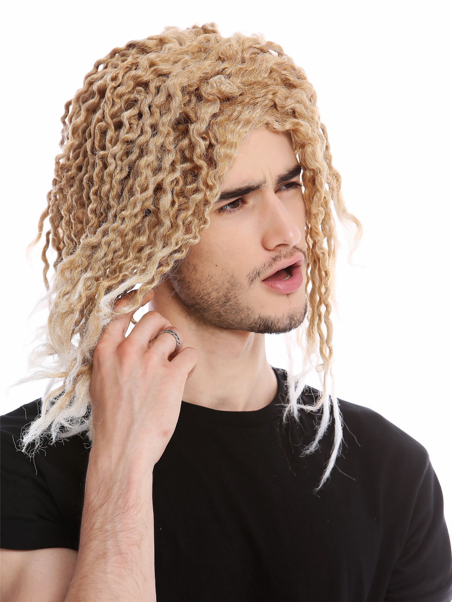 Wig Men Women Dreadlocks Rasta curls blond sun bleached  Beach Hippie CXH-008, front view, WIG ME UP: Your Perücken Online Shop Party Wig, Unisex, Blonde, dreadlocks, curled, shoulder-length