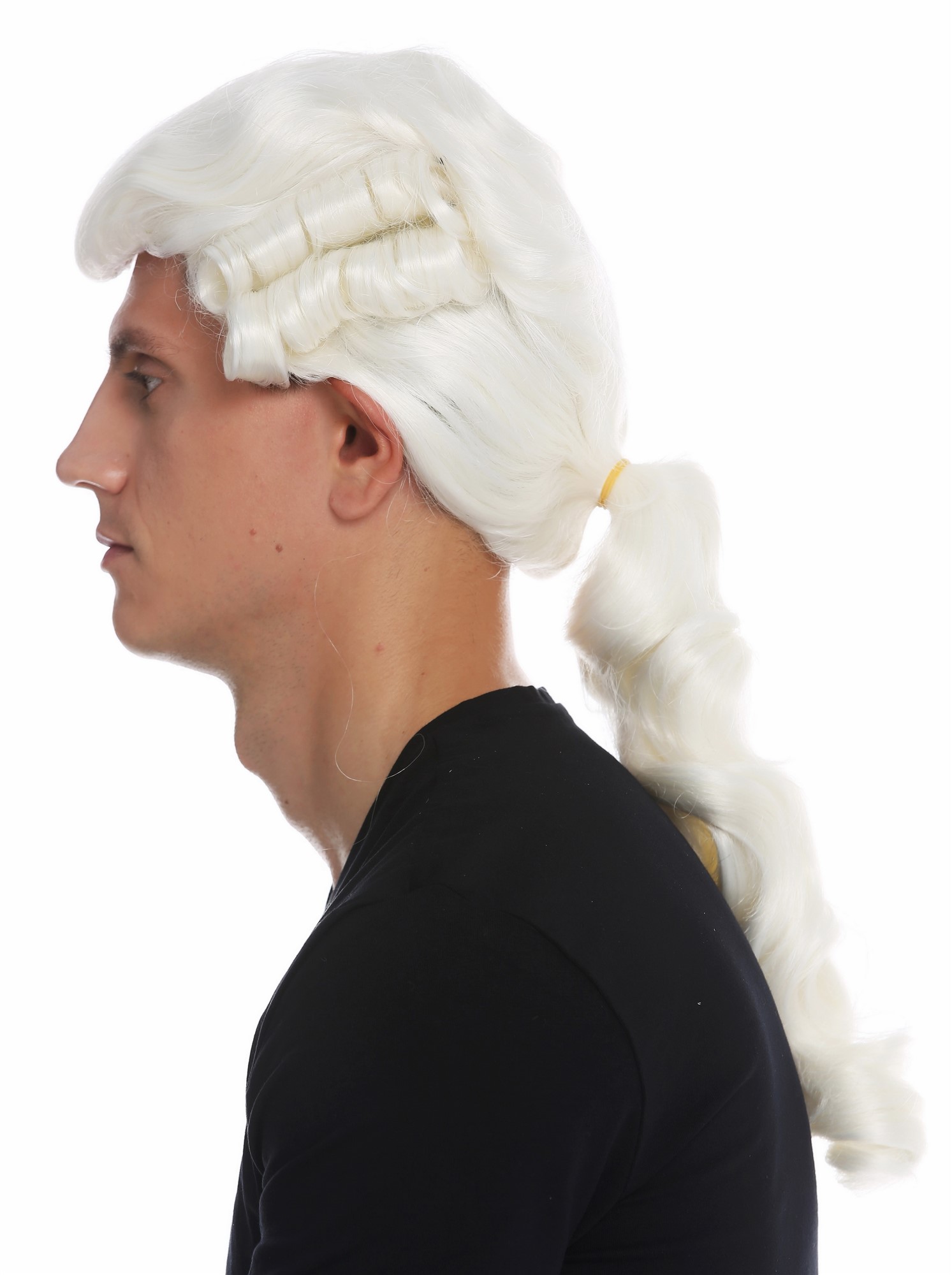 hochwertige Qualitätsperücken, Perücke Barock Edelmann Zopf Weiß VK-31-1001, Ansicht 3, WIG ME UP: Ihr Perücken Online Shop wellige Tressen-Perücke Blütenweiß lange Haare für Herren