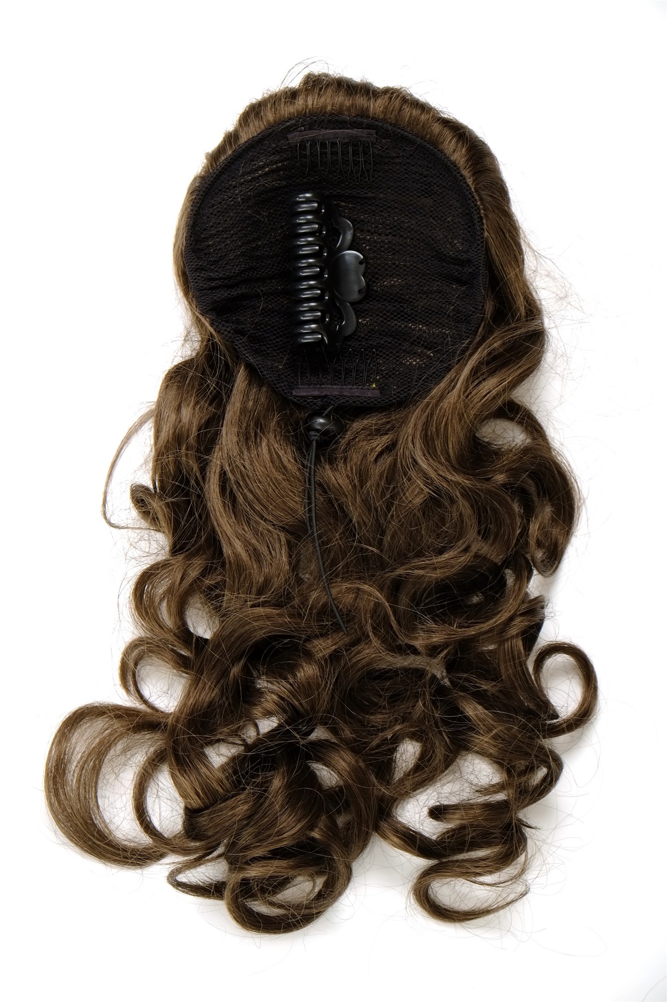 Ponytail clamp combs draw string curled voluminous very long medium brown WK08, view 2, WIG ME UP: Your Perücken Online Shop Ponytails, medium ash brown, curled, long
