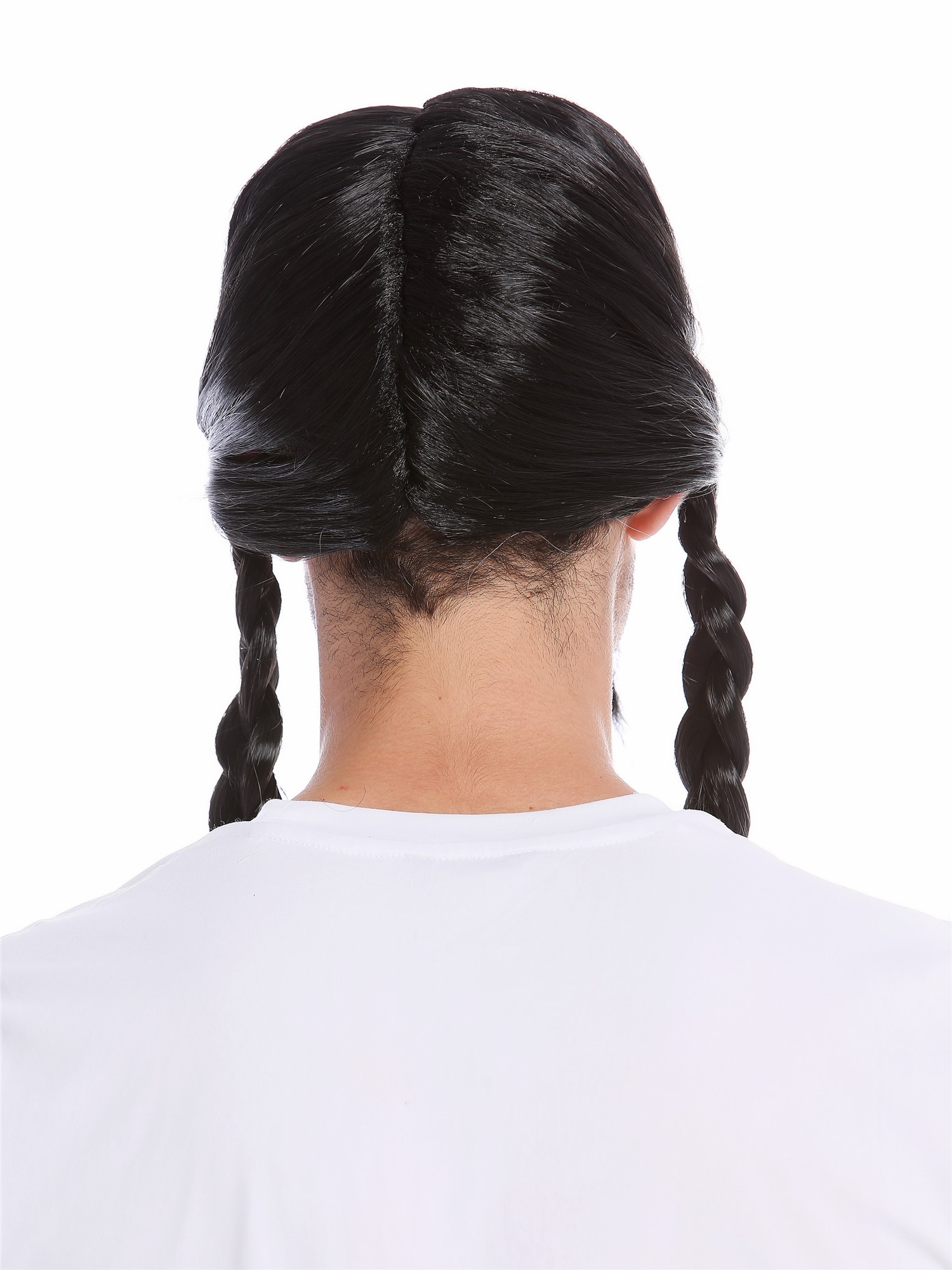 Man Party Wig & Mustache Set black long braids braided plaited Gaul Viking 91099, view 4, WIG ME UP: Your Perücken Online Shop Party Wig, Men, Black, Braided, long