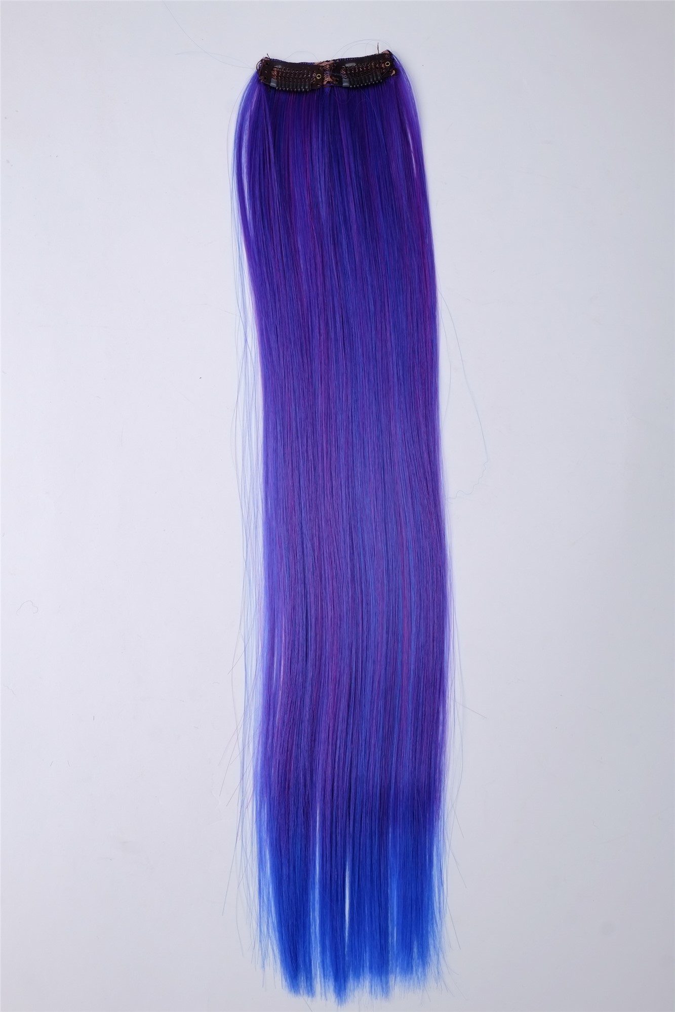 2 Clips Extension Strähne glatt 45 cm Violett-Blau-Mix YZF-P2S18-T2420TTF2517, Ansicht 2, WIG ME UP: Ihr Perücken Online Shop glatte Extensions Violett-Blau-Mix 45 cm lang