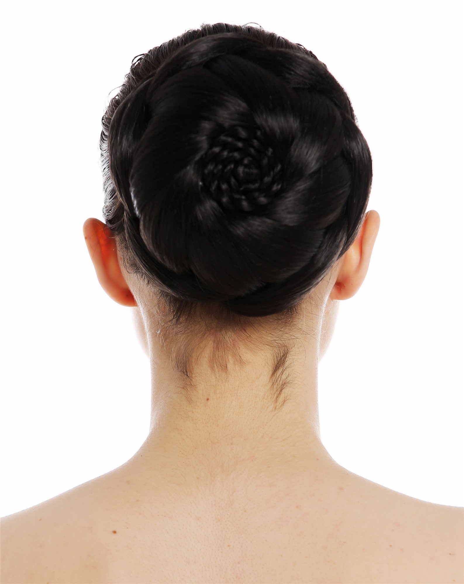 Dutt Haardutt Chignon traditionell geflochten groß Schwarzbraun TYP-1012-2, Ansicht 2, WIG ME UP: Ihr Perücken Online Shop geflochtener Dutt Haarteil Schwarzbraun