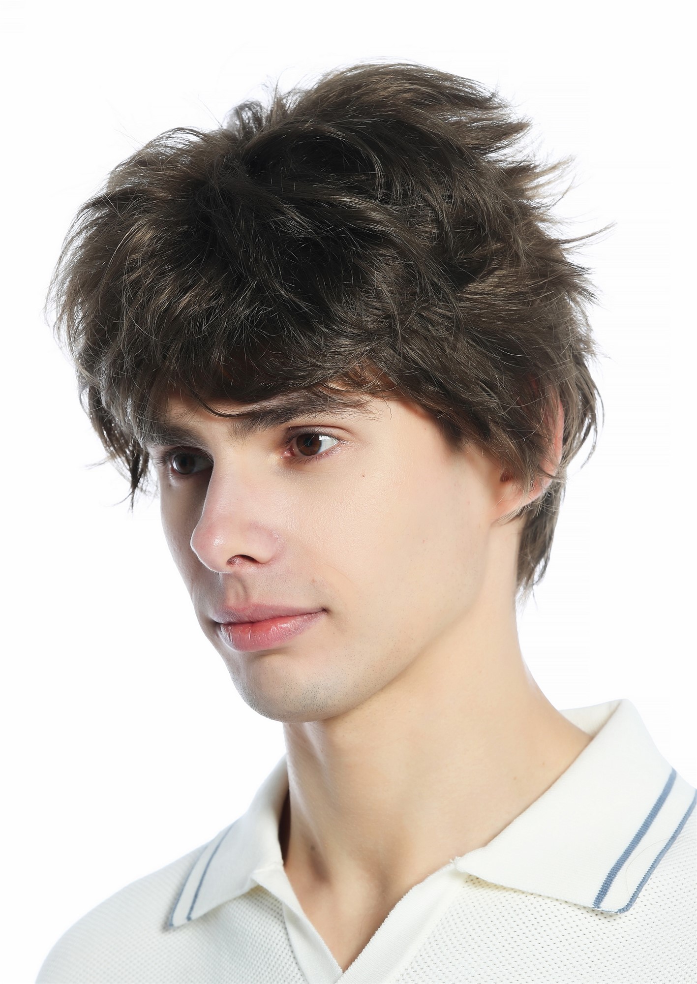 hochwertige Qualitätsperücken, Perücke kurz wild retro 80er toupiert wie ungekämmt Braun Mittelbraun M-252A-18, Ansicht 2, WIG ME UP: Ihr Perücken Online Shop glatte Tressen-Perücke Mittelbraun kurze Haare für Unisex