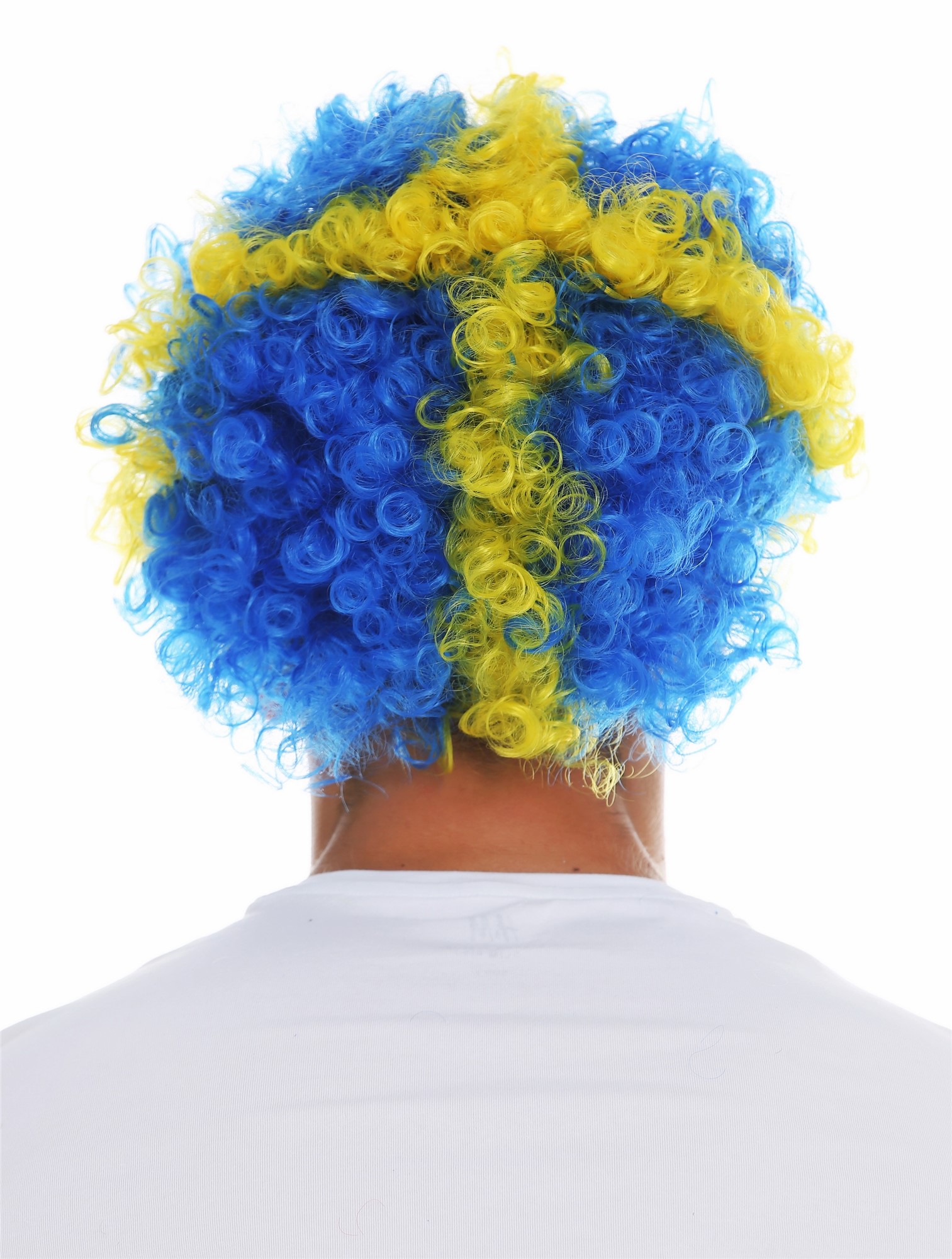 Party Wig, Unisex, blue-yellow mix, curled, short