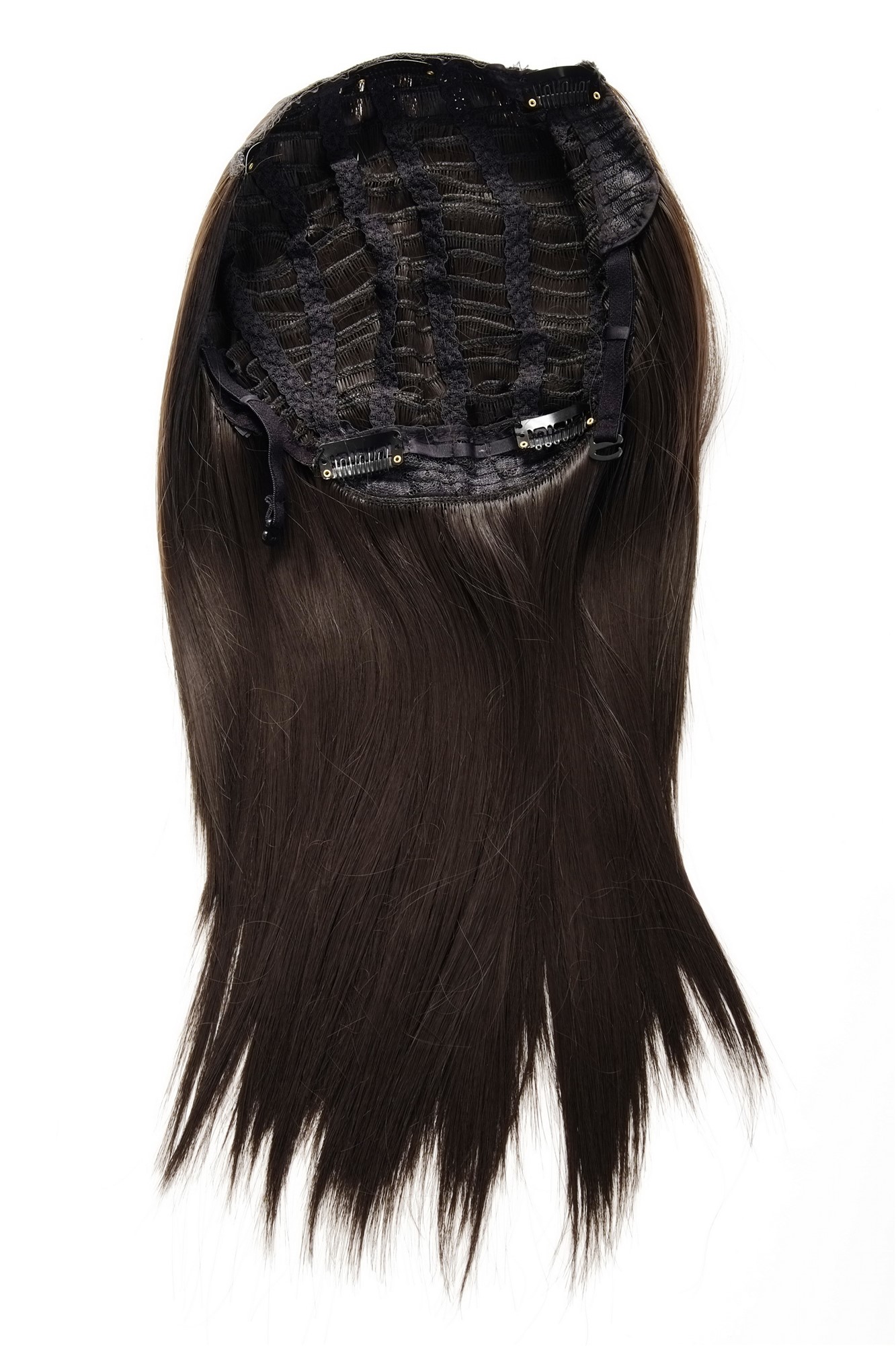 Clip-in Haarteil mit 5 Klammern glatte lange Haare Braun Dunkelbraun HD1401-4, Ansicht 3, WIG ME UP: Ihr Perücken Online Shop glatte Halbperücke Dunkelbraun 50 cm lang