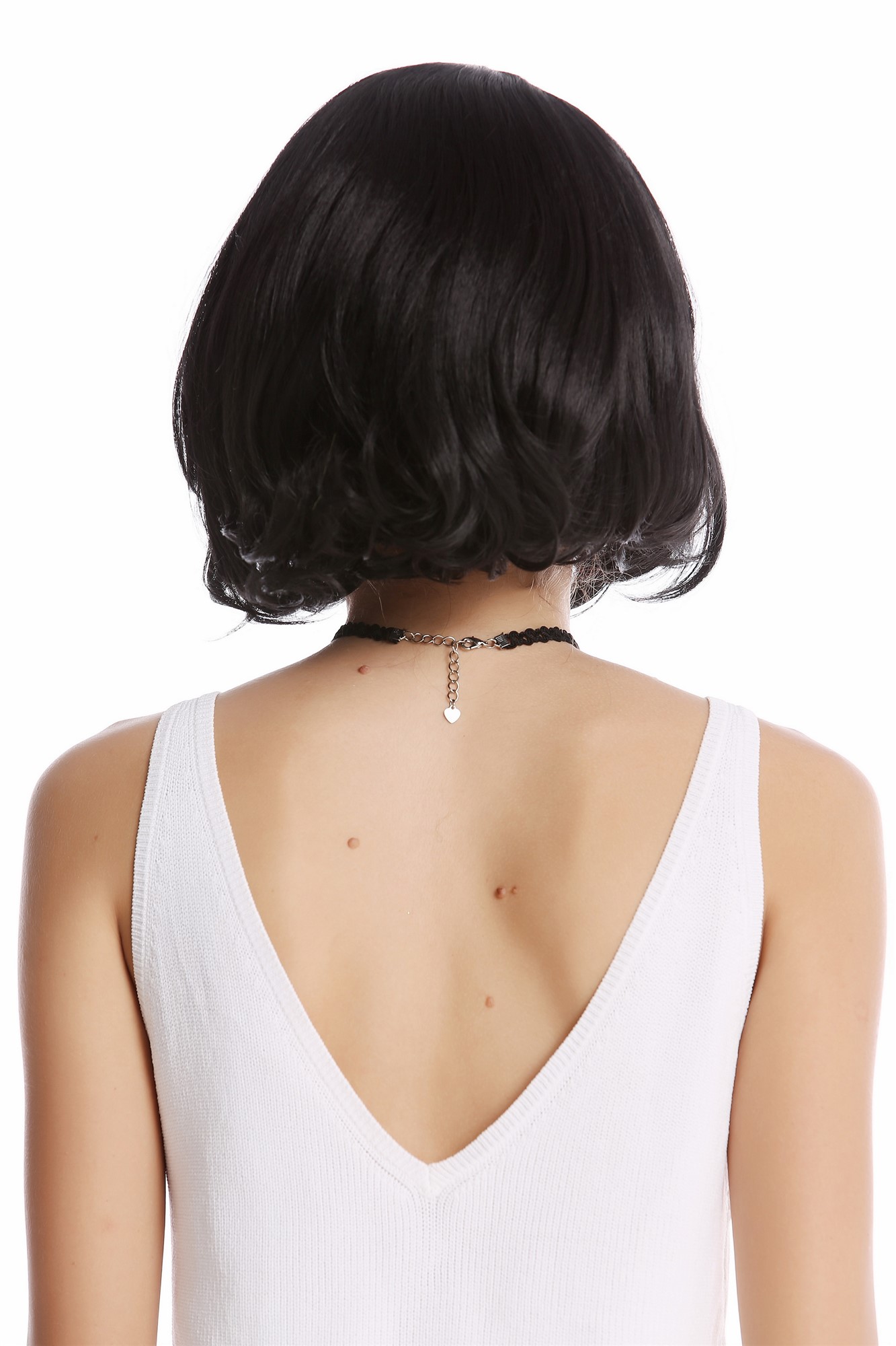 Lady  Wig short shoulder length Bob Longbob straight middle-parting black curved tips, view 4, WIG ME UP: Your Perücken Online Shop Quality Wigs, Ladies, velvet black, straight, short