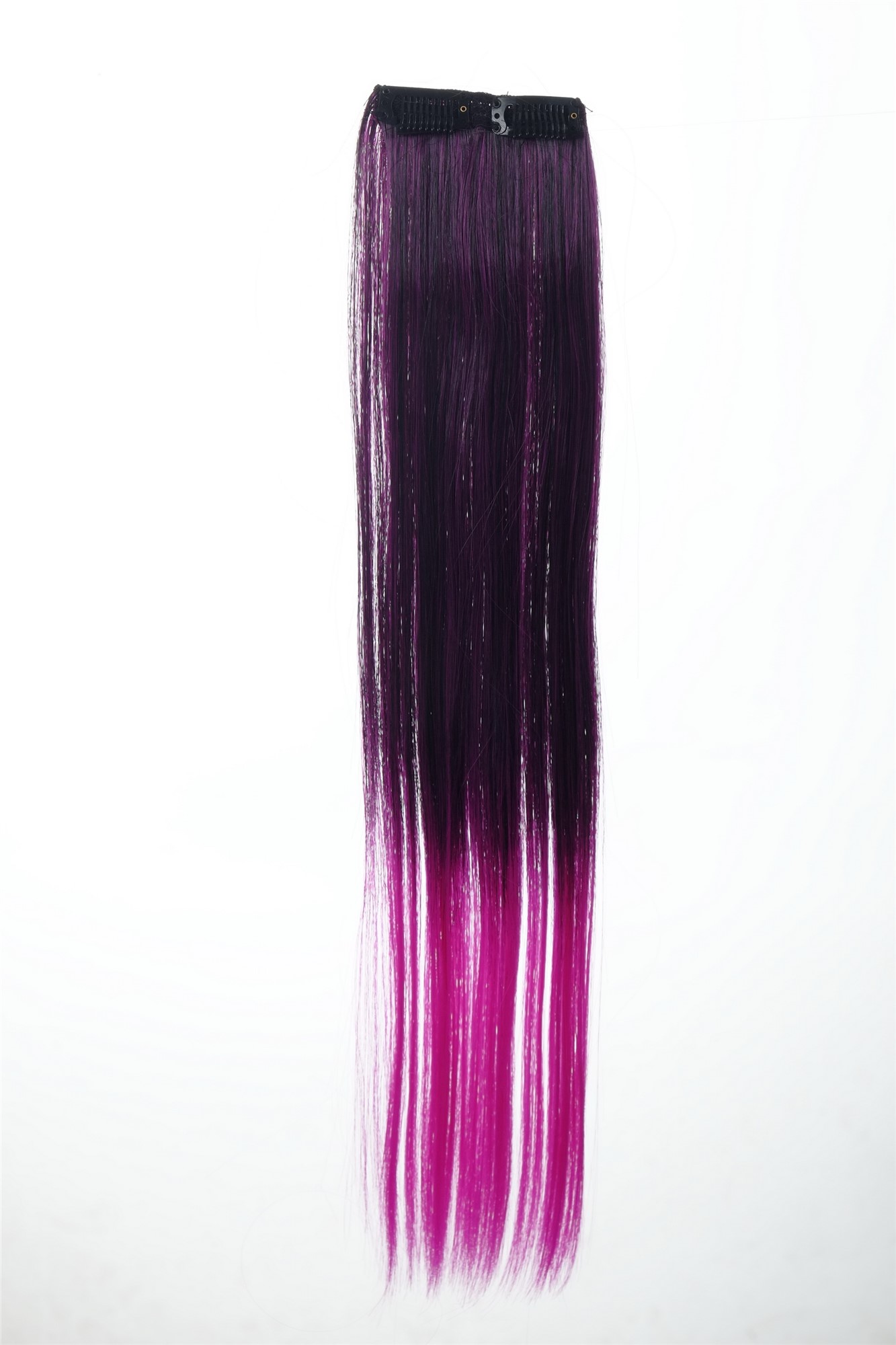 glatte Extensions Samtschwarz-Neonviolett-Mix 45 cm lang