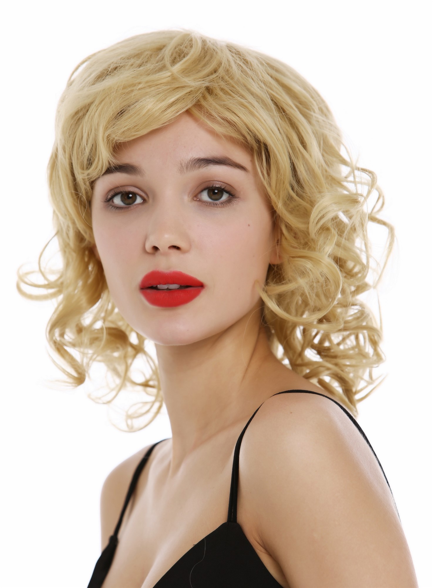 hochwertige Qualitätsperücken, Perücke schulterlang Locken lockig Blond Goldblond ETW-7155AHT-86, Ansicht 2, WIG ME UP: Ihr Perücken Online Shop lockige Tressen-Perücke Karamelblond schulterlange Haare für Damen