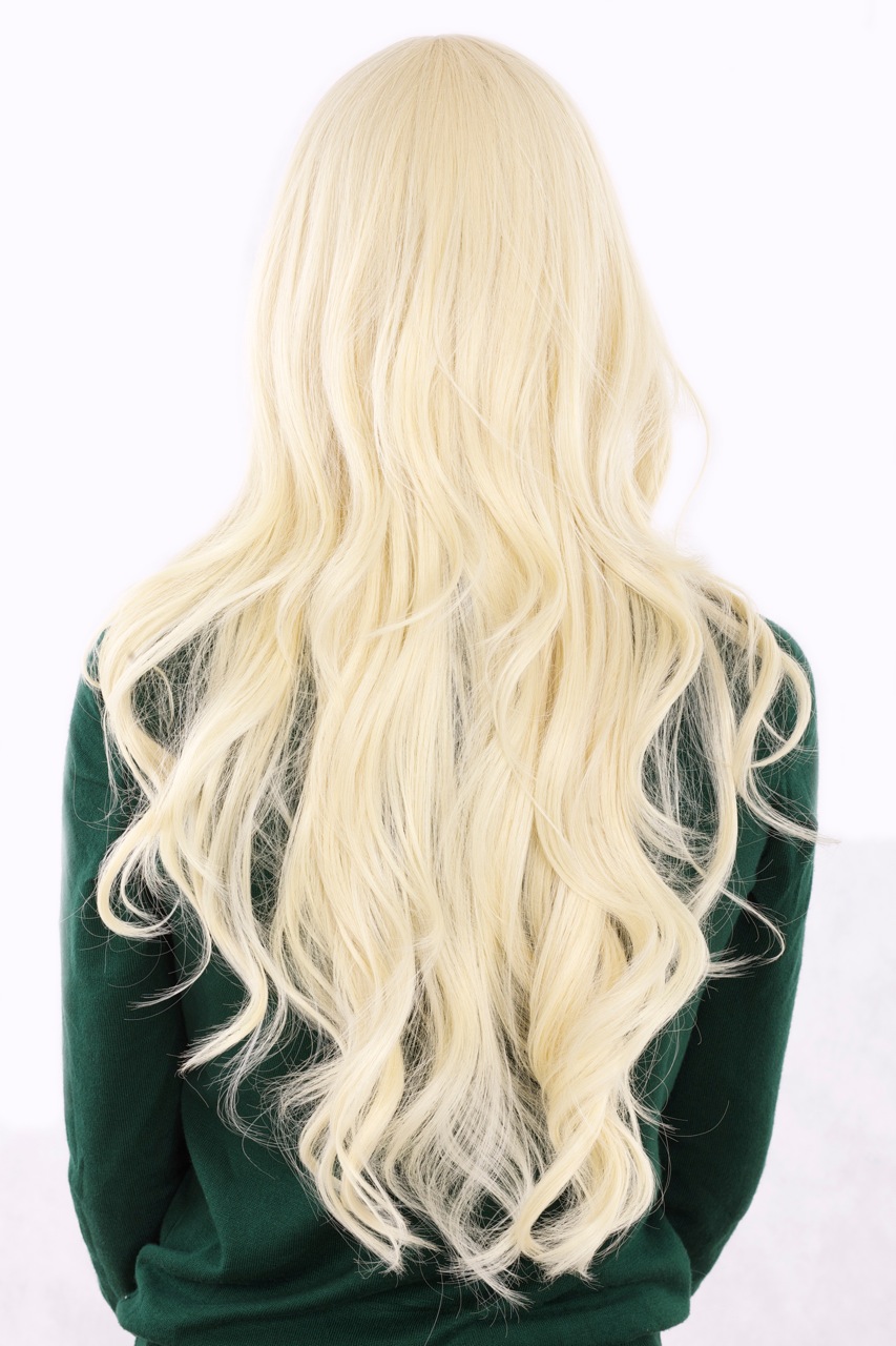 hochwertige Qualitätsperücken, Frauen Perücke hellblond Mittelscheitel langes glattes Haar 3256-KB88, Ansicht 4, WIG ME UP: Ihr Perücken Online Shop wellige Tressen-Perücke mit Kopfhaut-Imitat Blond lange Haare für Damen