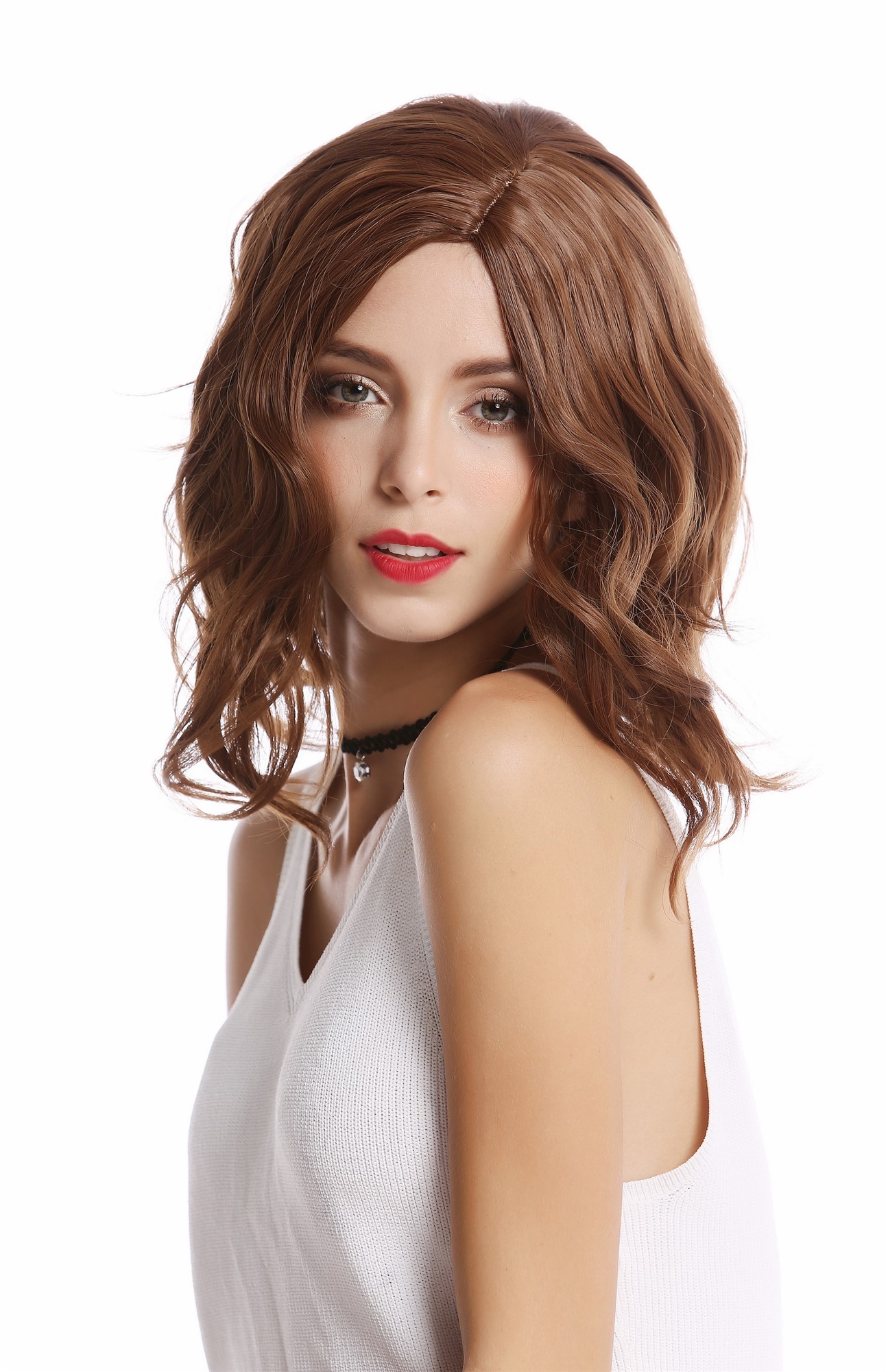 Quality Wigs, Ladies, medium brown, wavy, shoulder-length