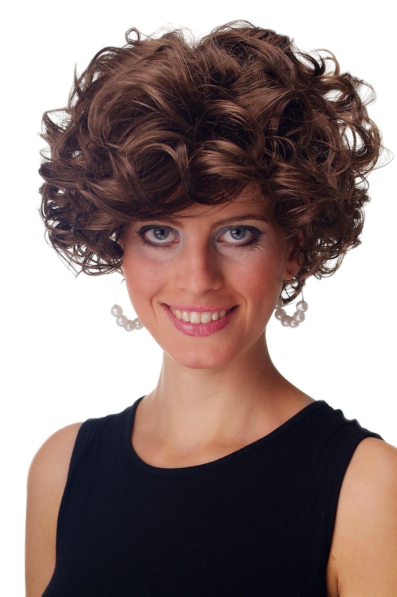 hochwertige Qualitätsperücken, Perücke kurz wild Locken Braun Goldbraun GFW963-10, Vorderansicht, WIG ME UP: Ihr Perücken Online Shop lockige Tressen-Perücke Goldbraun kurze Haare für Unisex