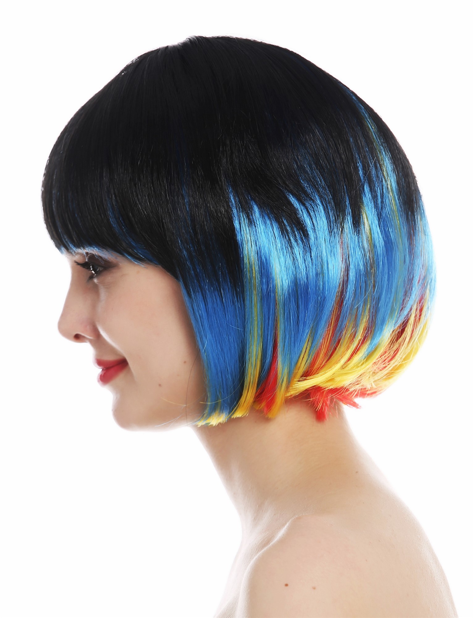 Party Wig, Ladies, Black, Red, Yellow, Blue, straight, short