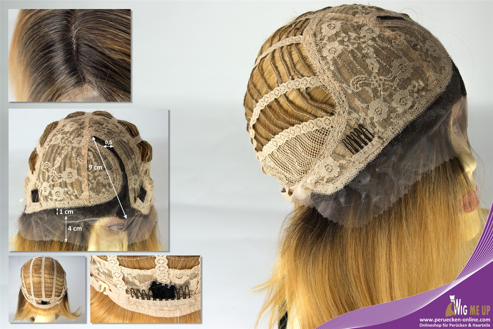 Lady wig lace front mono short sleek long bob ombre dark brown blonde MLC156-MF, view 5, WIG ME UP: Your Perücken Online Shop Quality Wigs, Ladies, orange blonde-dark brown mix, straight, short